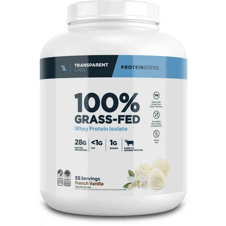 Transparent Labs 100% Grass Fed Whey Protein Isolate Powder - Premium Low Carb Protein Supplement for Muscle Recovery & Weight Loss - Ideal for Post-Workout, Smoothies & Baking