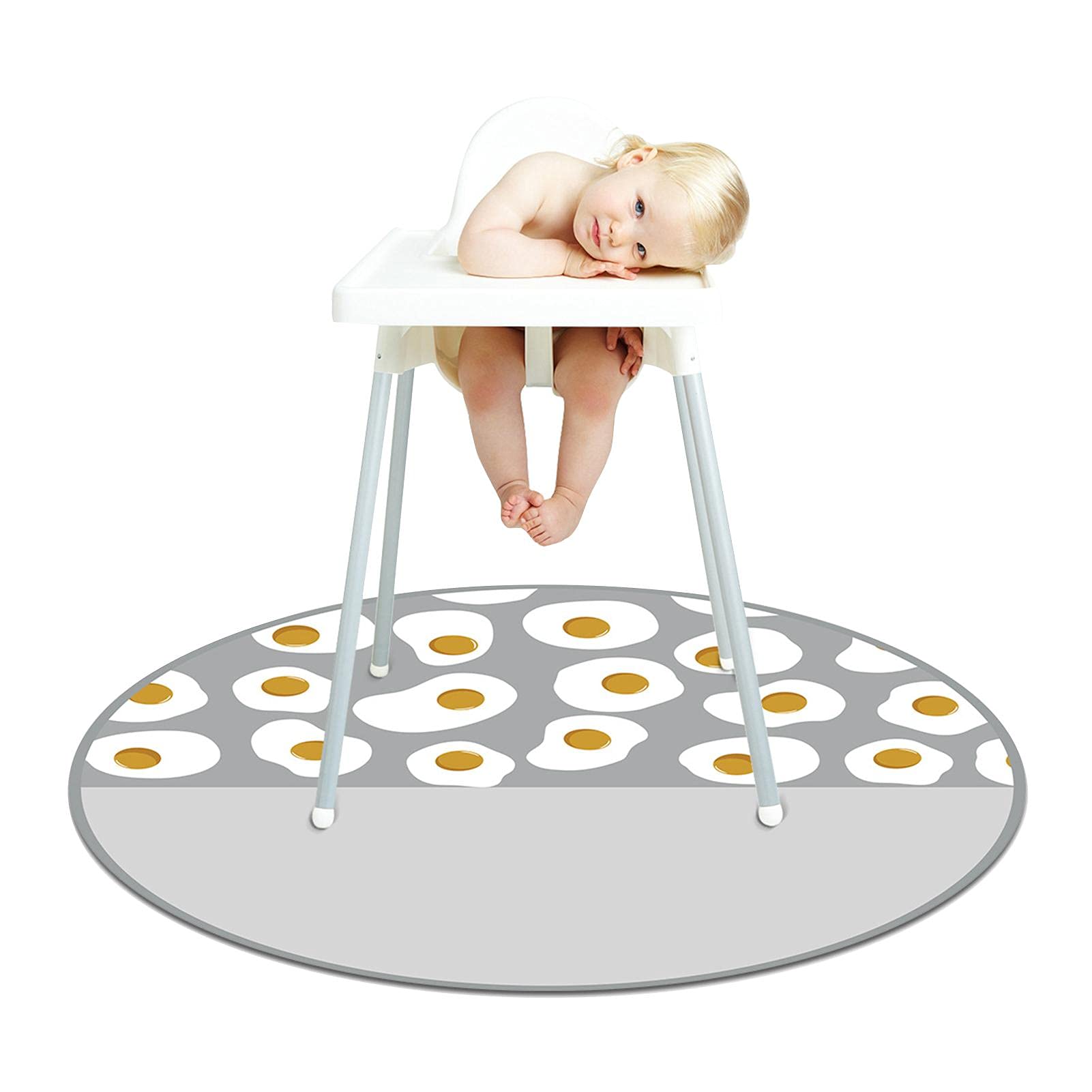 Littryee 130x130cm Anti-Slip Splat Mat for High Chair - Waterproof, Washable Baby Floor Mat with Silicone Particles - Perfect for Mealtime Mess Protection Under High Chairs and Play Areas