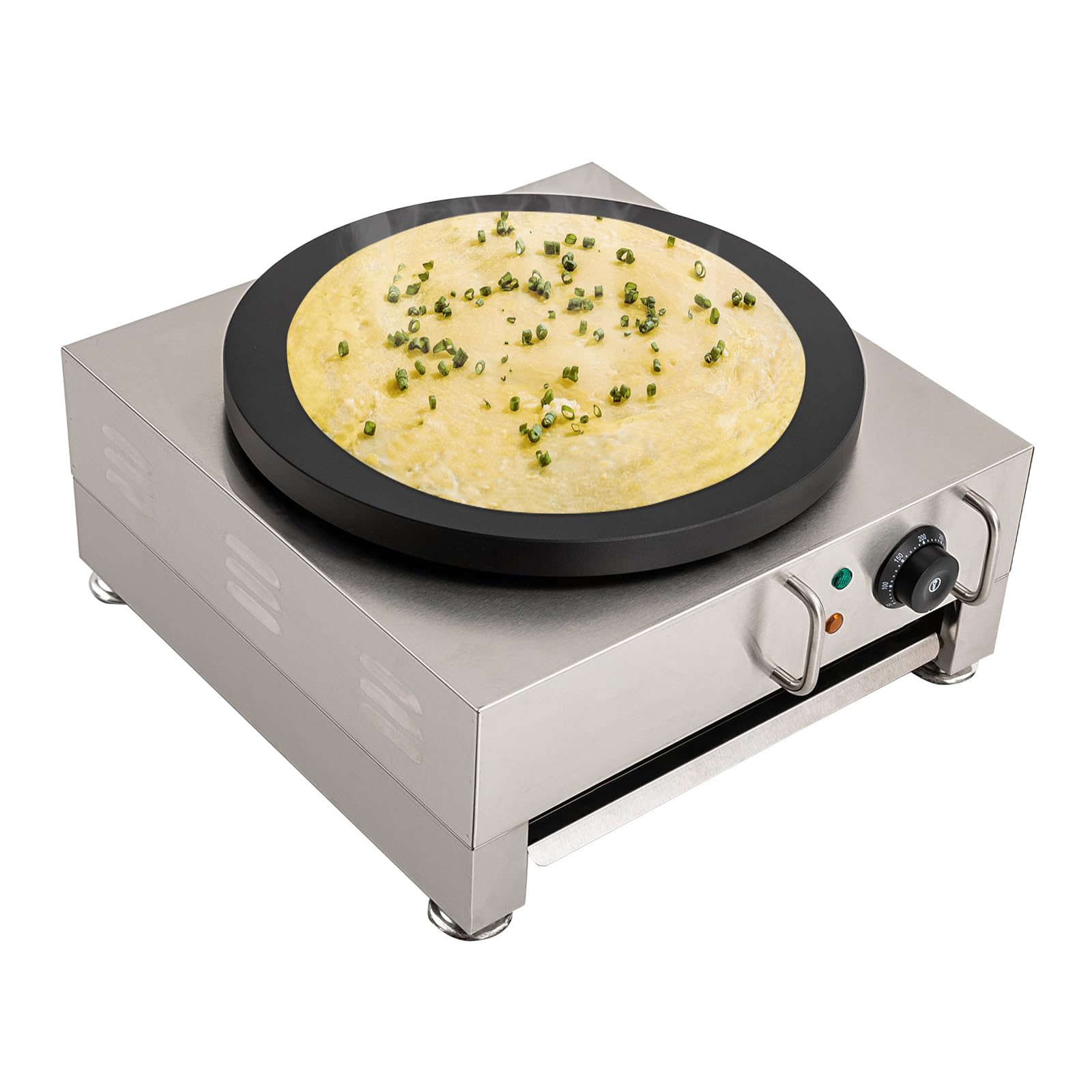 16-Inch Electric Crepe Maker & Pancake Griddle - Commercial Non-Stick Stainless Steel Baking Machine (122-572°F) for Restaurants, Dessert Shops, Snack Bars - Perfect for Crepes, Pancakes, Waffles and Breakfast Cooking