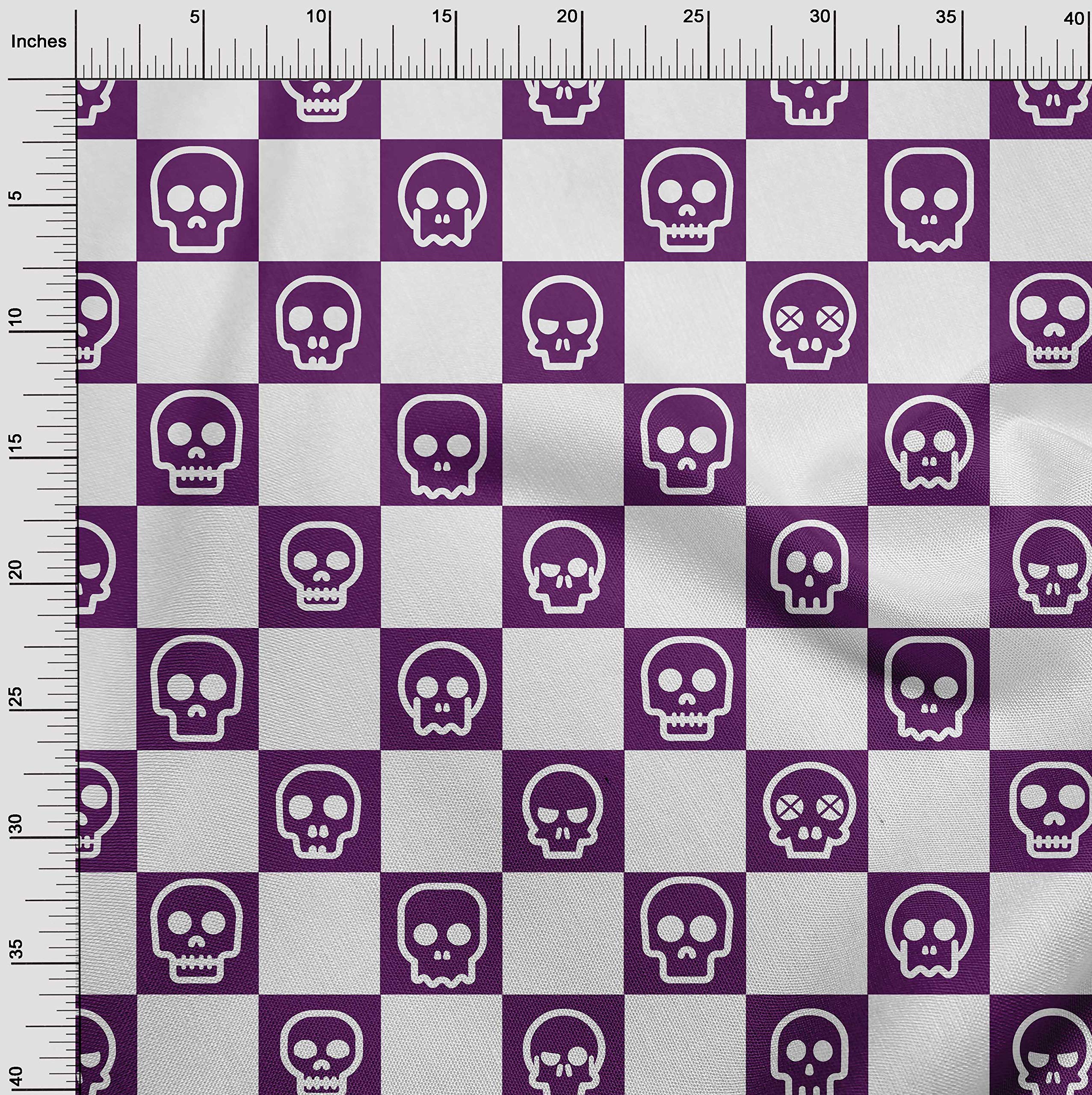 oneOone Rayon White Skull Print Fabric by The Yard - 56 Inch Wide DIY Sewing Material for Clothing, Crafts & Home Decor Projects