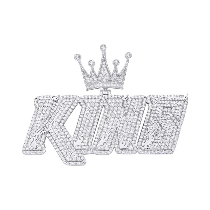 Moissanite King Crown Pendant Necklace - 925 Sterling Silver Jewelry for Men - Perfect for Gifts, Weddings & Special Occasions