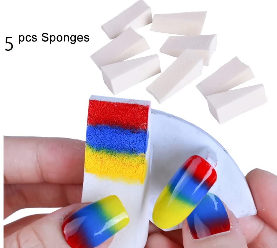 ALVRIO Nail Art Sponges - 10 Pack DIY Gradient Nail Polish Blending Sponges for Ombre & Glitter Nail Designs | Perfect for Home Manicures, Salon Use & Nail Art Beginners