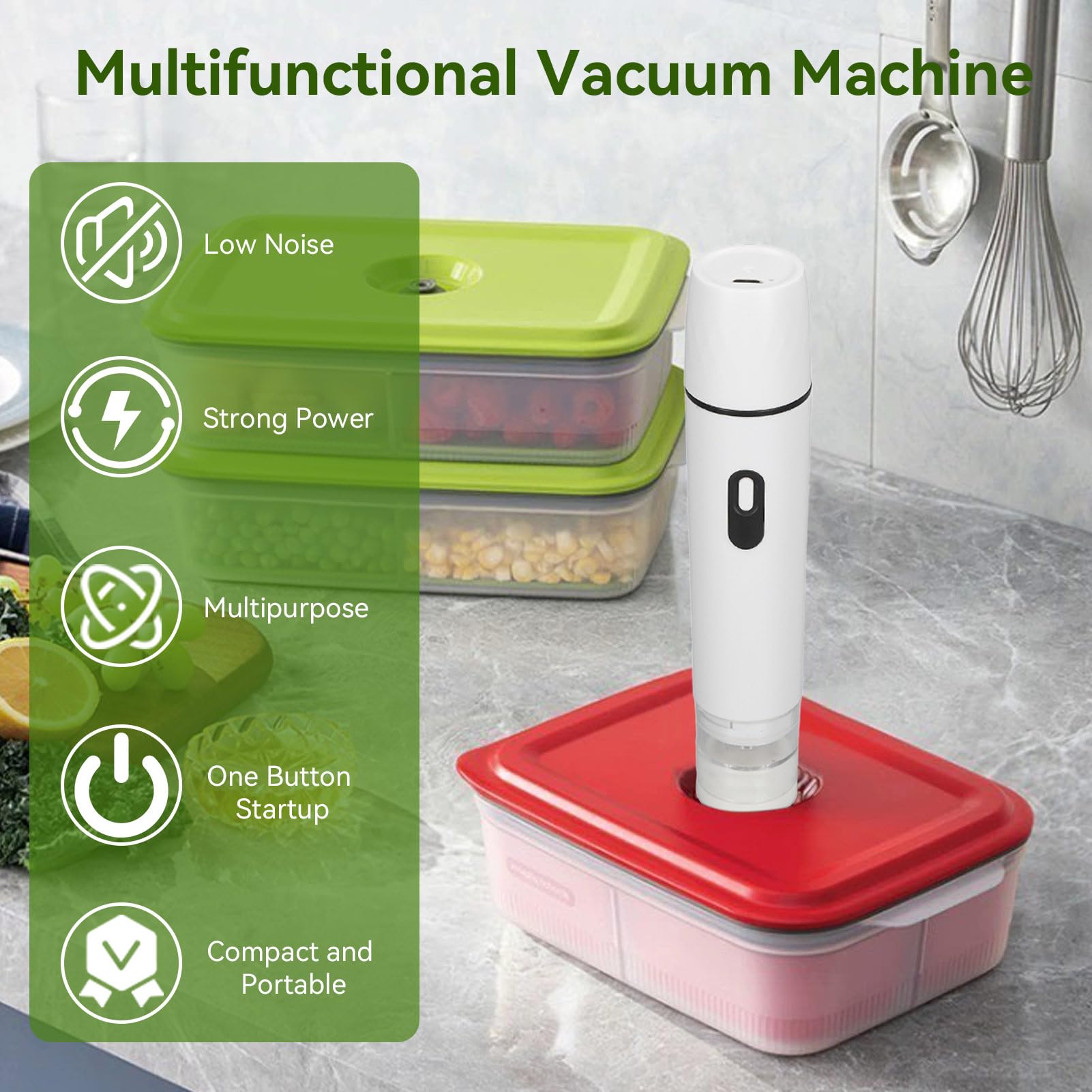 **Cordless Handheld Vacuum Sealer - 50-60KPA Electric Air Pump for Food Storage | ABS Portable Sealing Machine Tool | 4-5.2V 2.5W (White) | Perfect for Kitchen, Travel & Meal Prep**