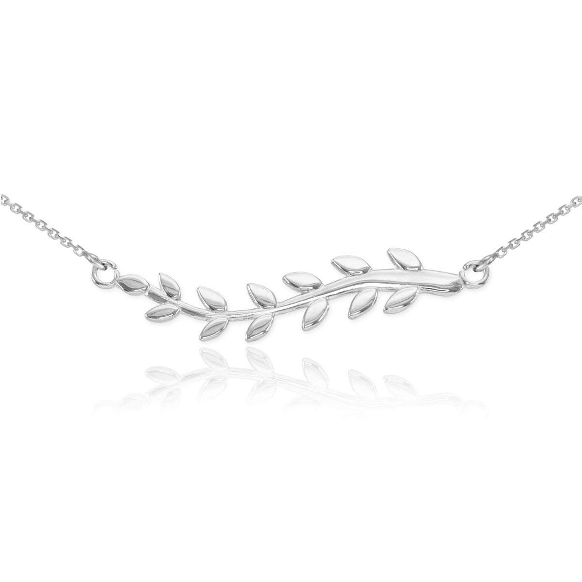 925 Sterling Silver Olive Branch Pendant Necklace for Women - High Polish Elegant Jewelry Gift for Birthday, Anniversary & Everyday Wear
