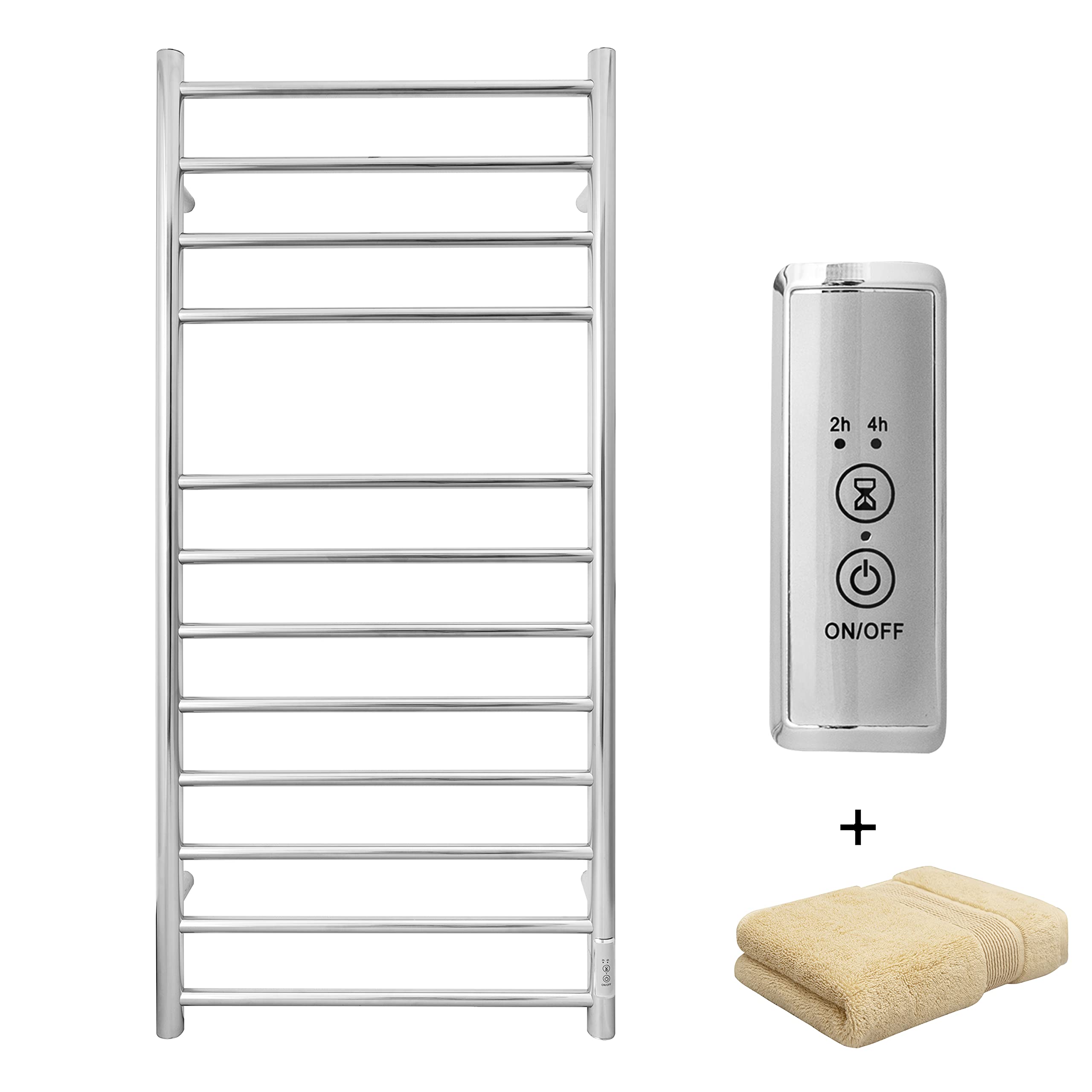 Premium Stainless Steel Electric Towel Warmer with Built-in Timer - 12 Bar Wall Mounted Heated Towel Rack for Bathroom | Fast Heating, Energy Efficient | Perfect for Spa, Luxury Hotels & Modern Homes
