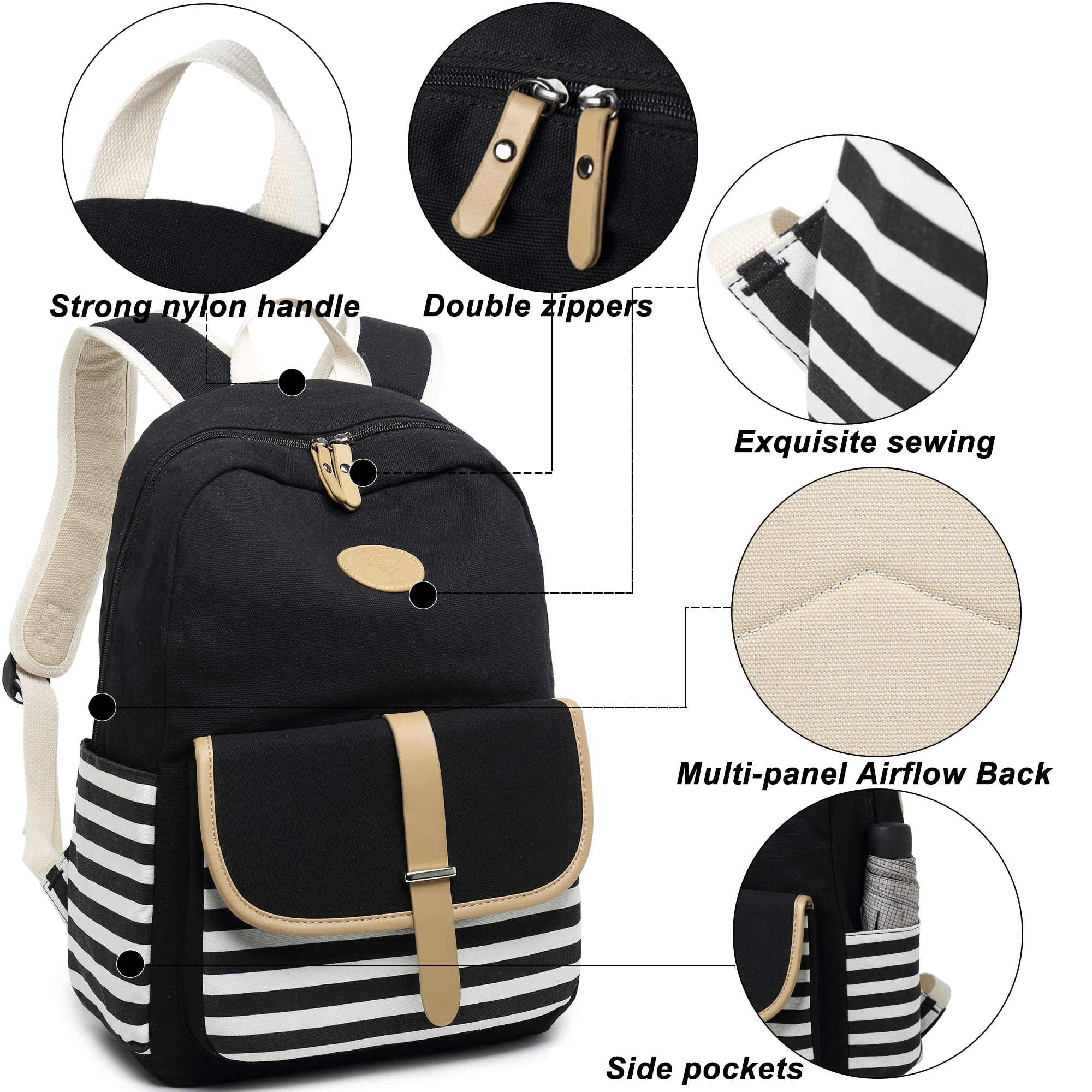 Lightweight Canvas Backpack for Girls - School & Travel Use