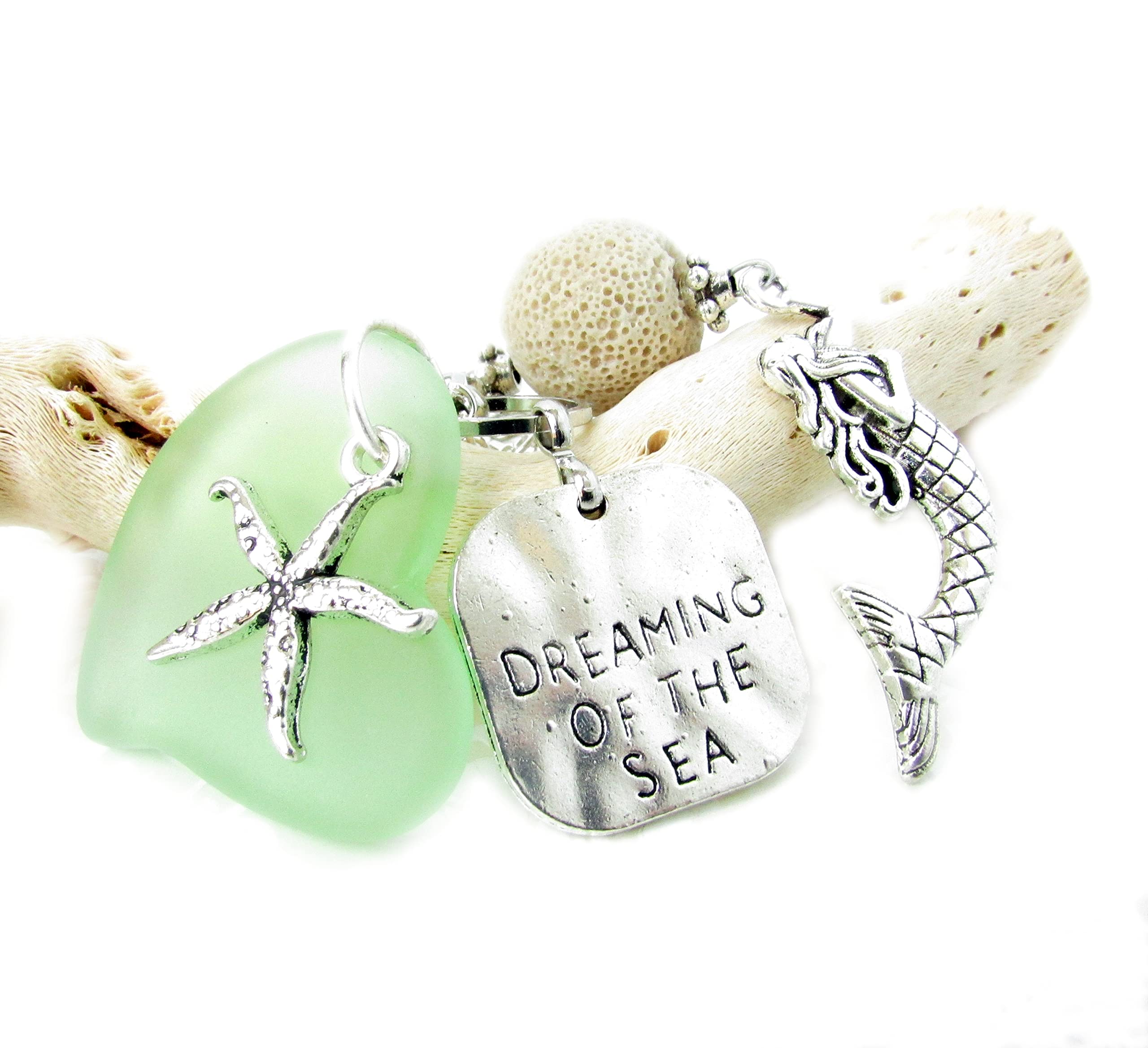 Mermaid Rear View Mirror Charm - Sea Glass Car Accessory - Unique Mermaid Gifts for Women - Beach Themed Car Decor - Valentine's Day Gift for Her | Perfect for Beach Lovers, Car Enthusiasts & Mermaid Theme Decorations