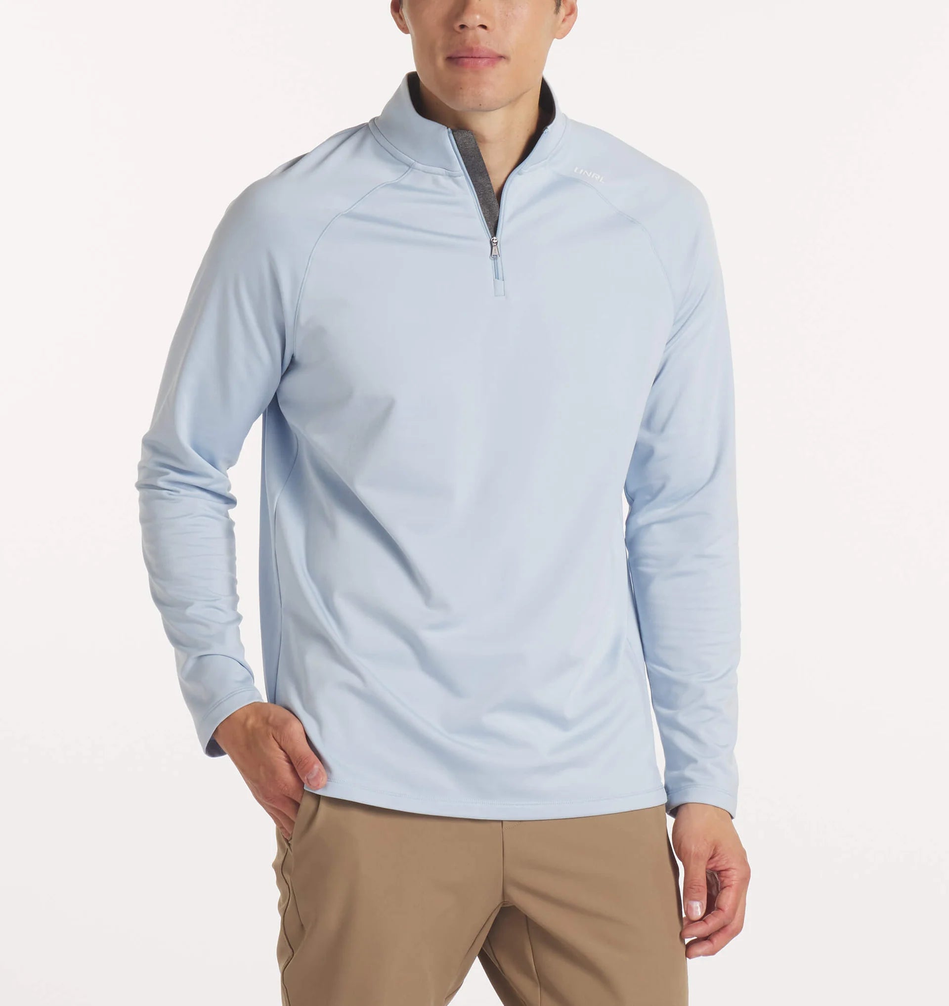 Men's Interlock Quarter Zip Pullover Sweater - Lightweight & Breathable Sky Blue Casual Top for Outdoor Activities & Office Wear