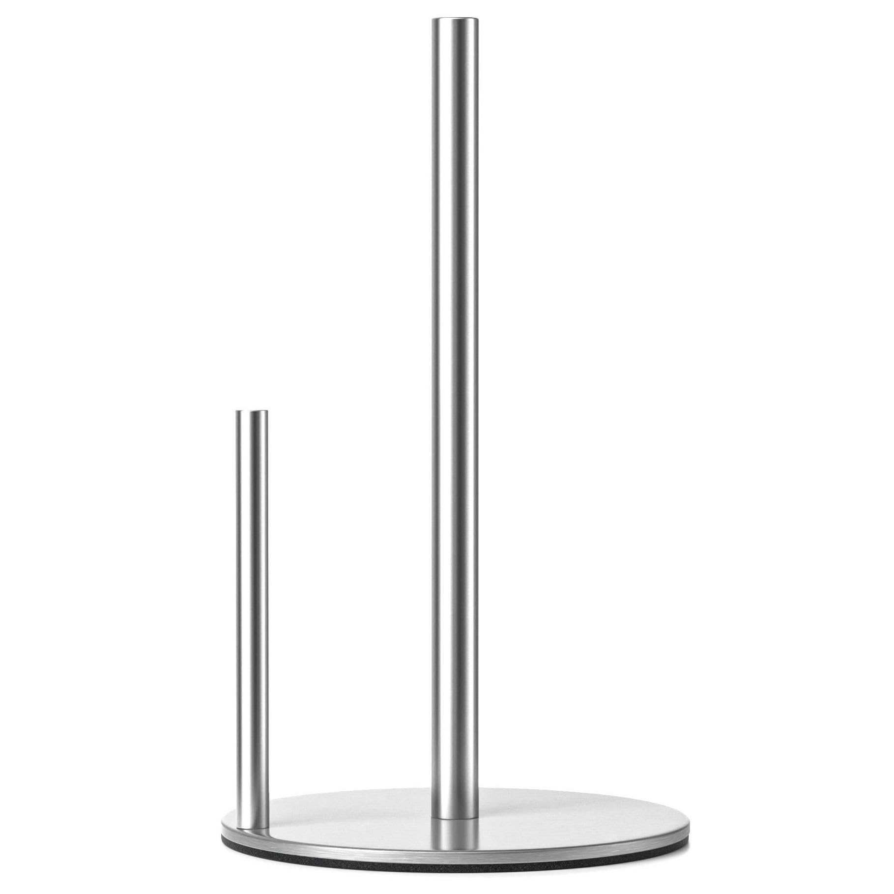 Premium Stainless Steel Paper Towel Holder - Silver Kitchen Roll Organizer with Weighted Base | Countertop Roll Dispenser for Kitchen, Bathroom & Office Use