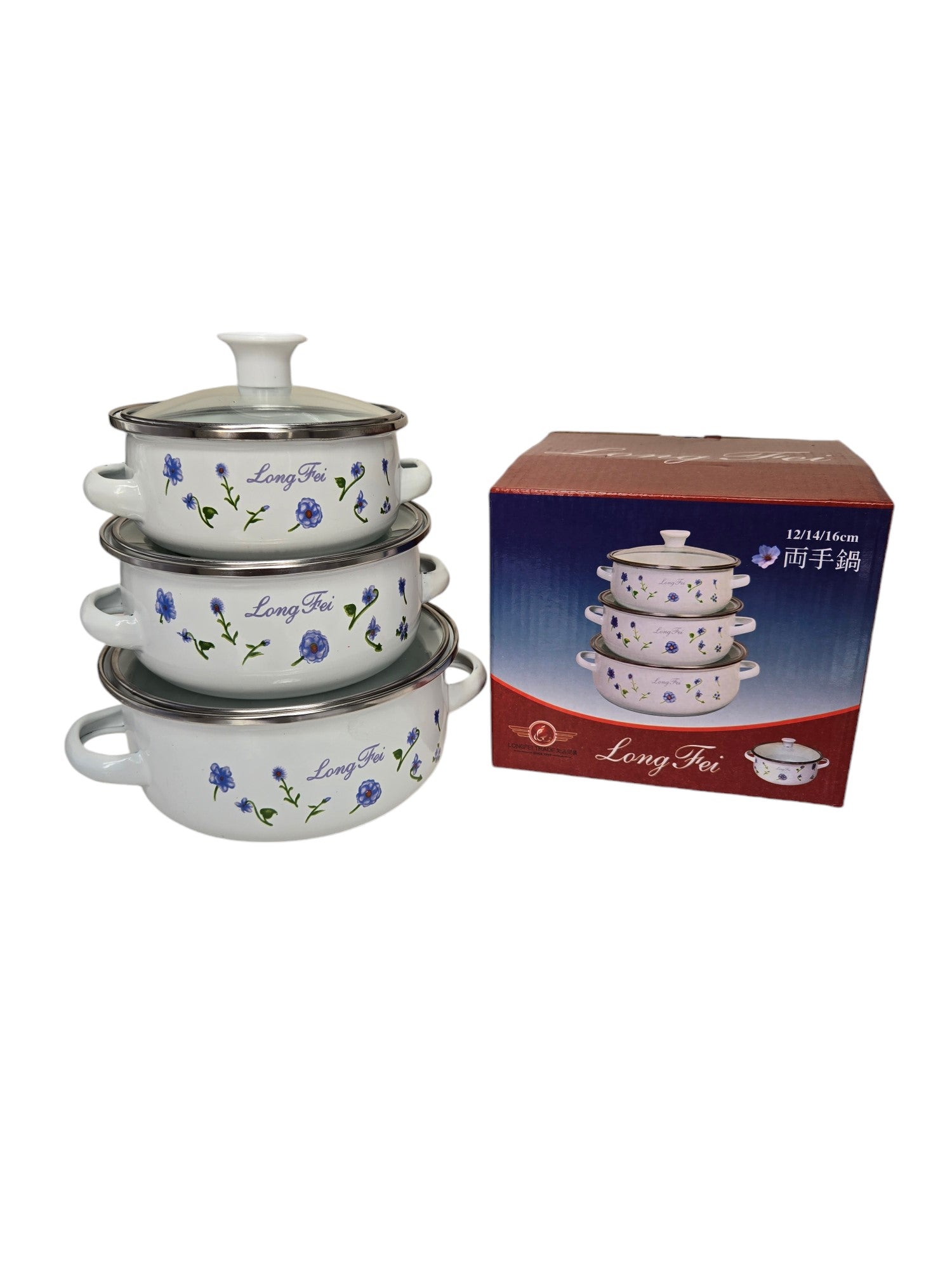 3-Piece Enamel Cooking Pot Set with Lid – Durable & Non-Stick for Stovetop, Oven & Camping – Perfect for Soups, Stews & Outdoor Cooking