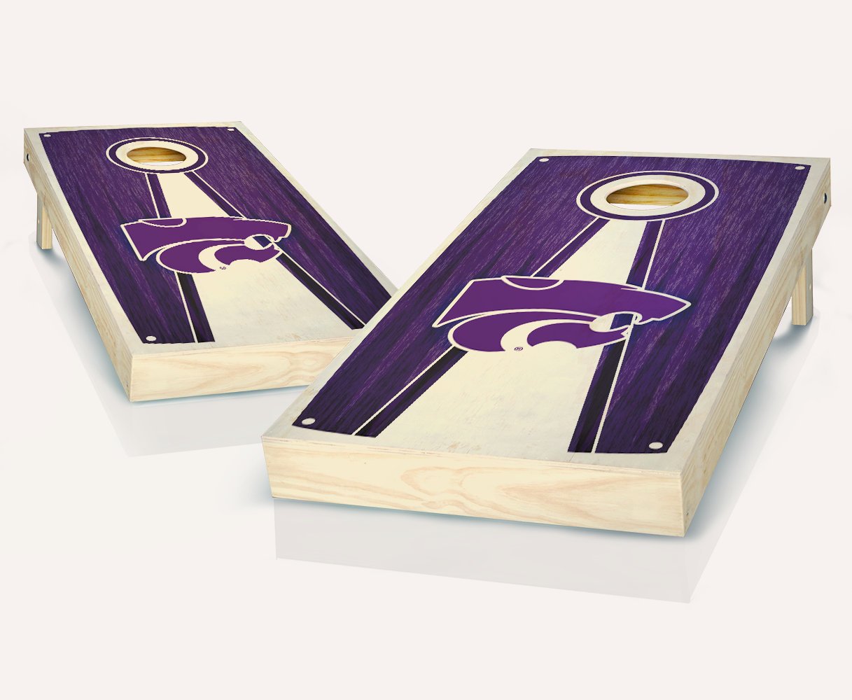 Kansas State Wildcats Stained Pyramid Custom Cornhole Boards - Regulation Size Game Set with 8 ACA Approved Bean Bags | Perfect for Tailgating, Backyard Parties & College Game Day Events