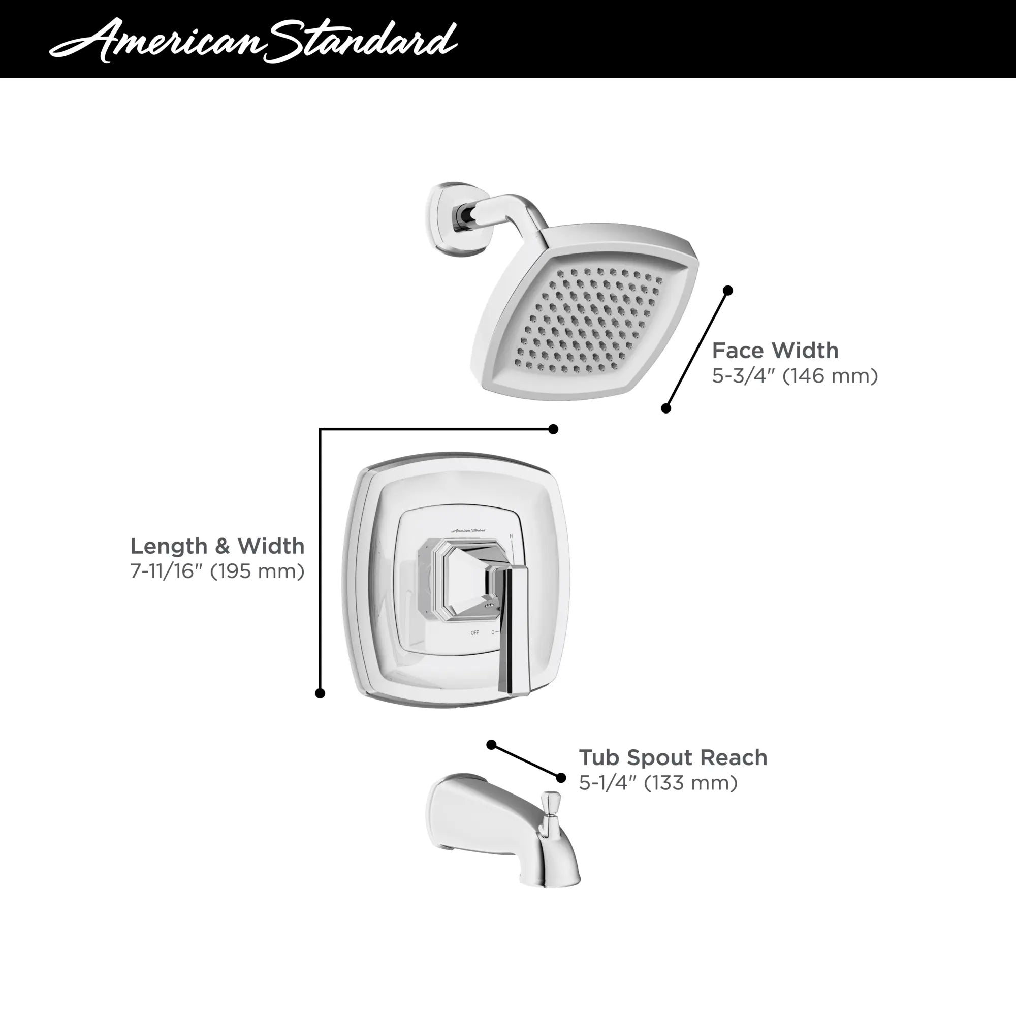 Crawford 2.5 GPM Tub and Shower Trim Kit with Showerhead - Double Ceramic Pressure Balance Cartridge & Lever Handle - Perfect for Bathroom Renovation and Modern Home Upgrade