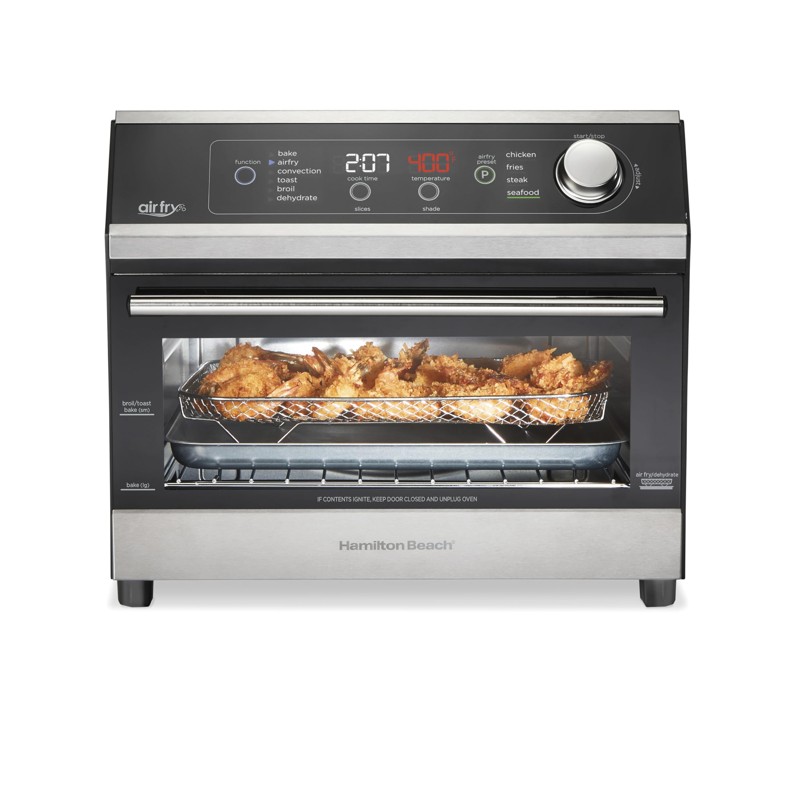 Hamilton Beach Digital Air Fryer Toaster Oven Combo - 10-in-1 Cooking Functions, 4 Presets, 1800W Power, LED Touch Controls, 2 Rack Positions, Fits 12