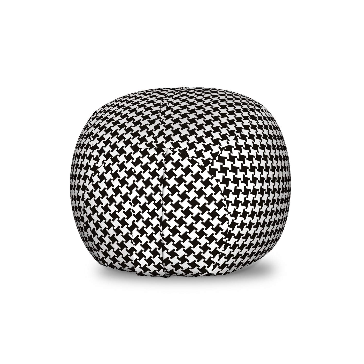 Ambesonne Houndstooth Pattern Storage Toy Bag Chair - Monochrome Stuffed Animal Organizer with Classic Repetitive Print, Washable Small Size in Charcoal Grey & White - Perfect for Kids' Room, Nursery Organization & Pet Toy Storage