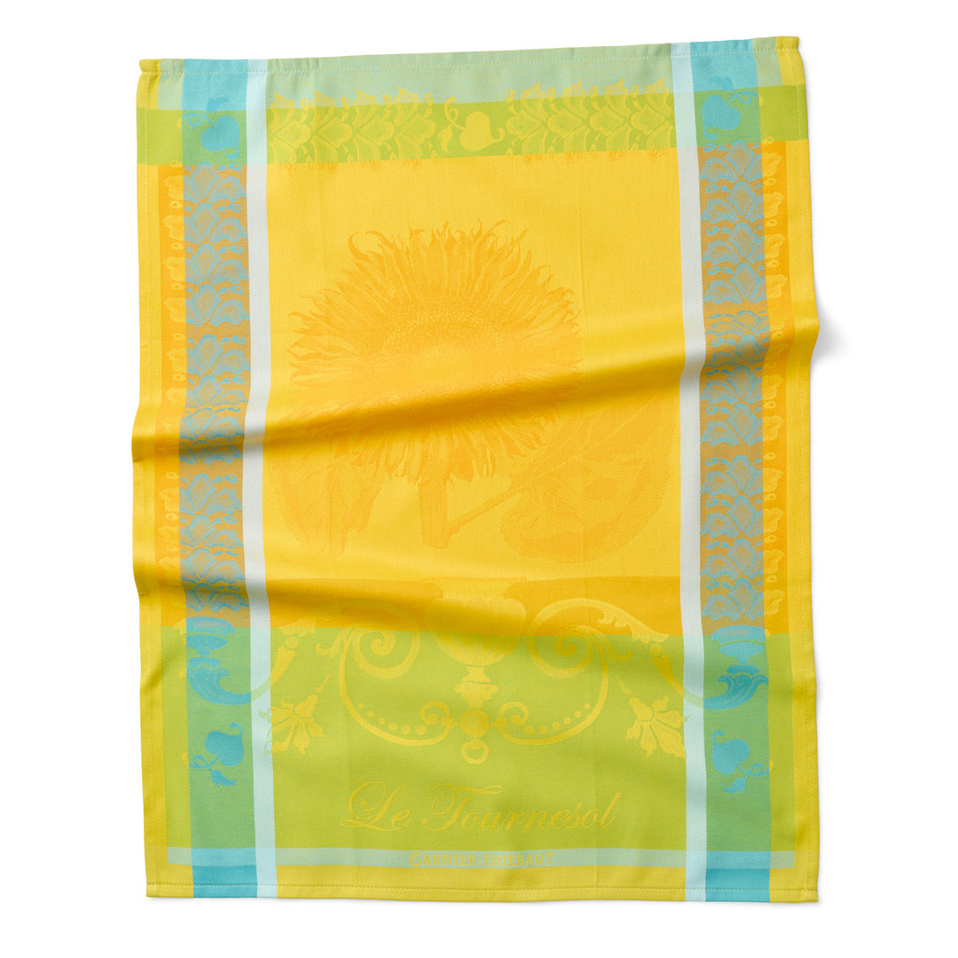 Organic Sunflower Printed Cotton Tea Towels - Absorbent & Quick-Drying Kitchen Towels for Dishes, Hands & Countertops | Perfect for Farmhouse, Rustic & Country Style Kitchens