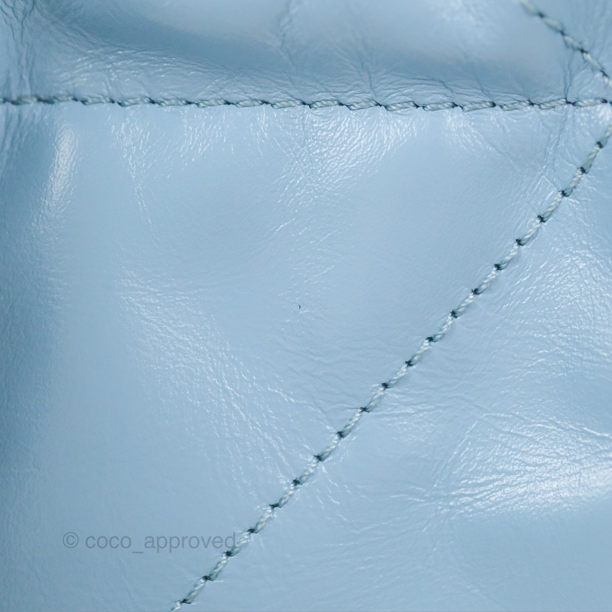 Chanel 22 Mini Bag Light Blue Crumpled Calfskin Leather Crossbody Purse for Women | Luxury Designer Handbag for Everyday Use & Special Occasions