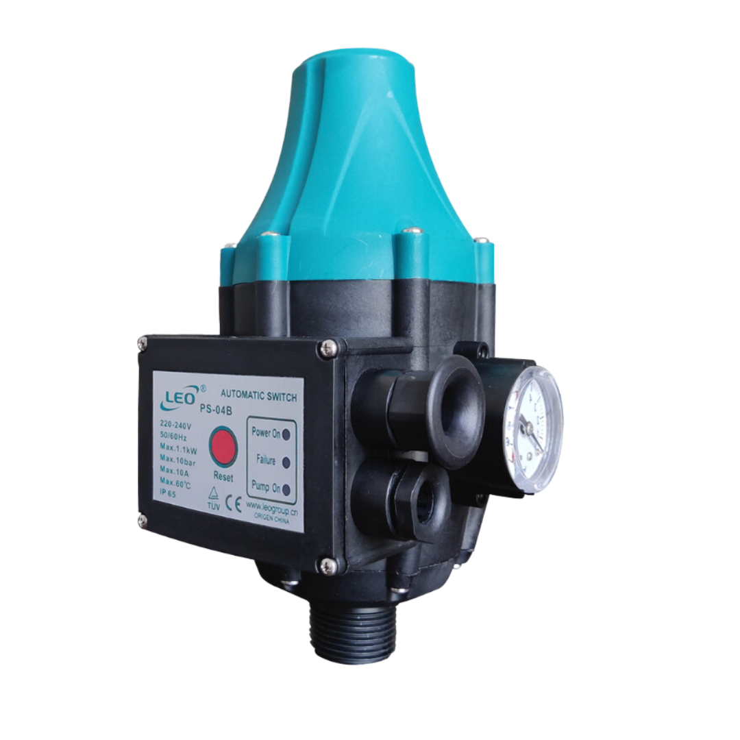 PS 04B Automatic Water Pump Pressure Switch with Gauge - Ideal for Home, Garden, and Irrigation Systems