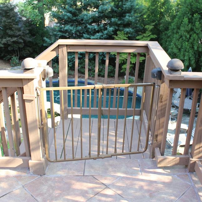 Sturdy Brown Outdoor Deck Pet Gate for Dogs & Cats - Perfect for Patios, Balconies & Backyards