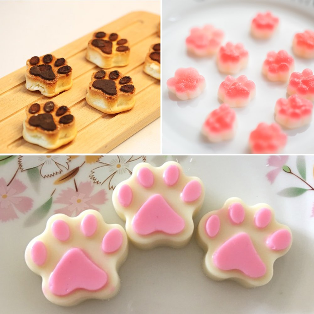 Premium Food-Grade Silicone Paw Print Molds - Set of 4 Reusable Baking Molds for Dog & Cat Treats, Ice Cubes, Chocolate, Candy | Oven, Freezer & Dishwasher Safe | Perfect for Pet Parties, DIY Treats & Holiday Baking