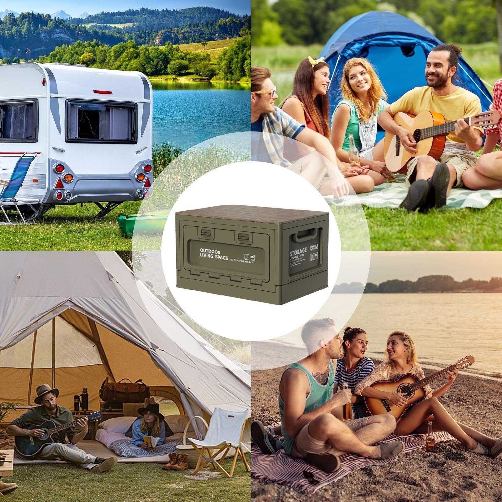 **Durable Waterproof Camping Storage Box with Lid - Large Capacity Outdoor Gear Organizer for Camping, Hiking & Travel | Compact Portable Storage Bin for Camping Supplies & Essentials**