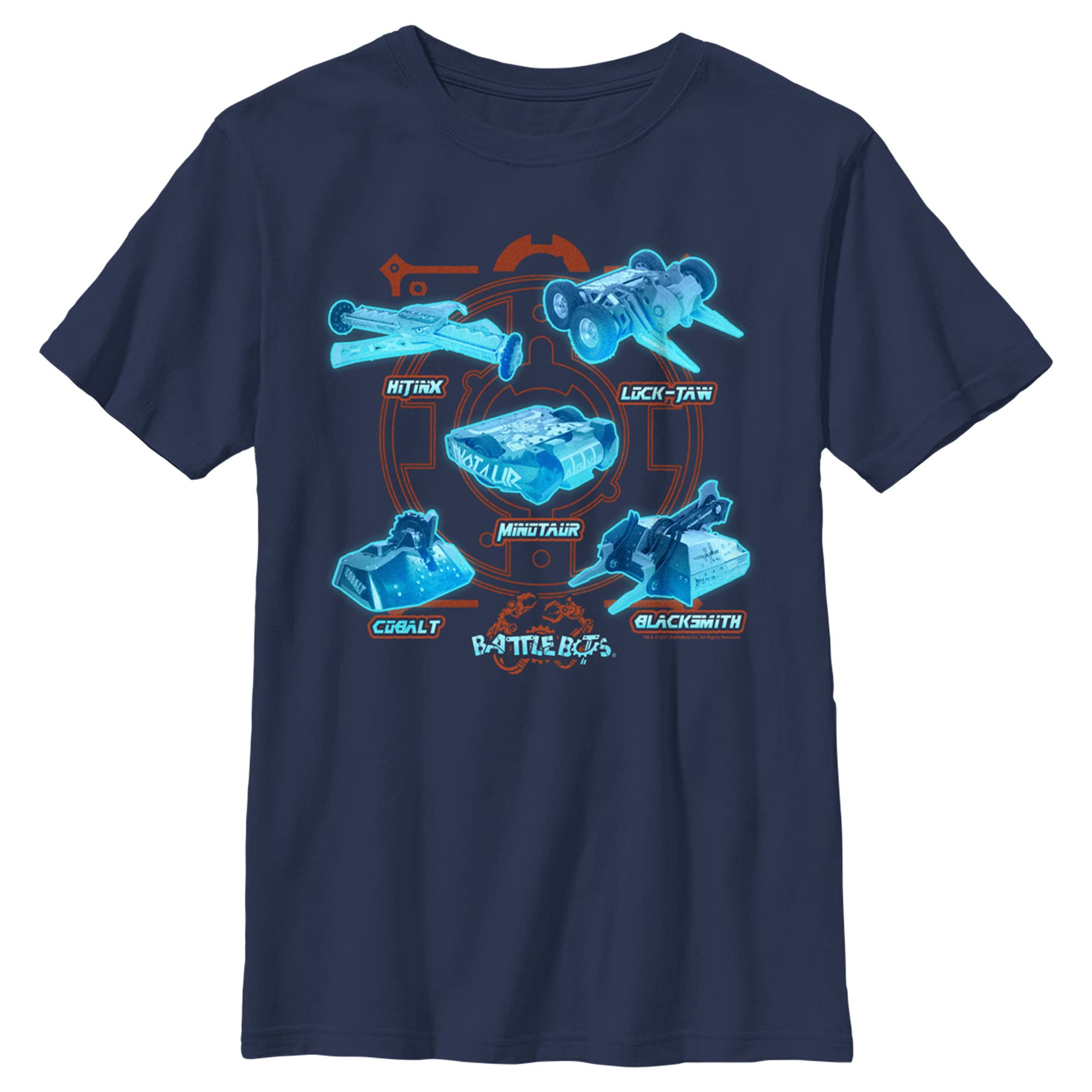 Battlebots Blue Neon Robots Graphic T-Shirt for Boys | Cool Robot Design Tee | Perfect for Gaming, School & Casual Wear