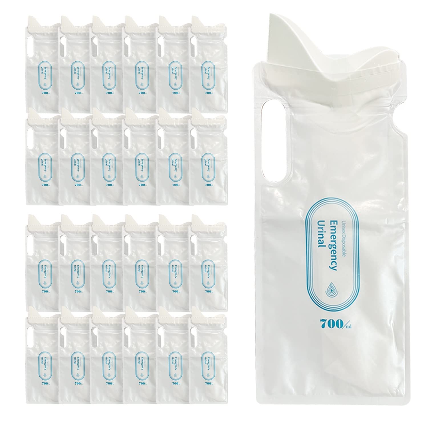 24 Pack Disposable Urine Bags 700ml - Travel Pee Bags for Men, Women & Kids - Portable Urinal for Camping, Traffic Jams, Road Trips & Emergency Use - Unisex & Leak-Proof Design