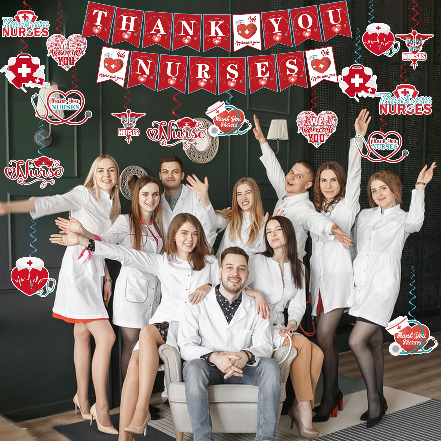 Nurses Week Banner Decorations - Happy Nurses Week & Thank You Banner for National Nurses Day - Perfect for Hospital Celebrations, Nurse Appreciation Parties & Healthcare Worker Events