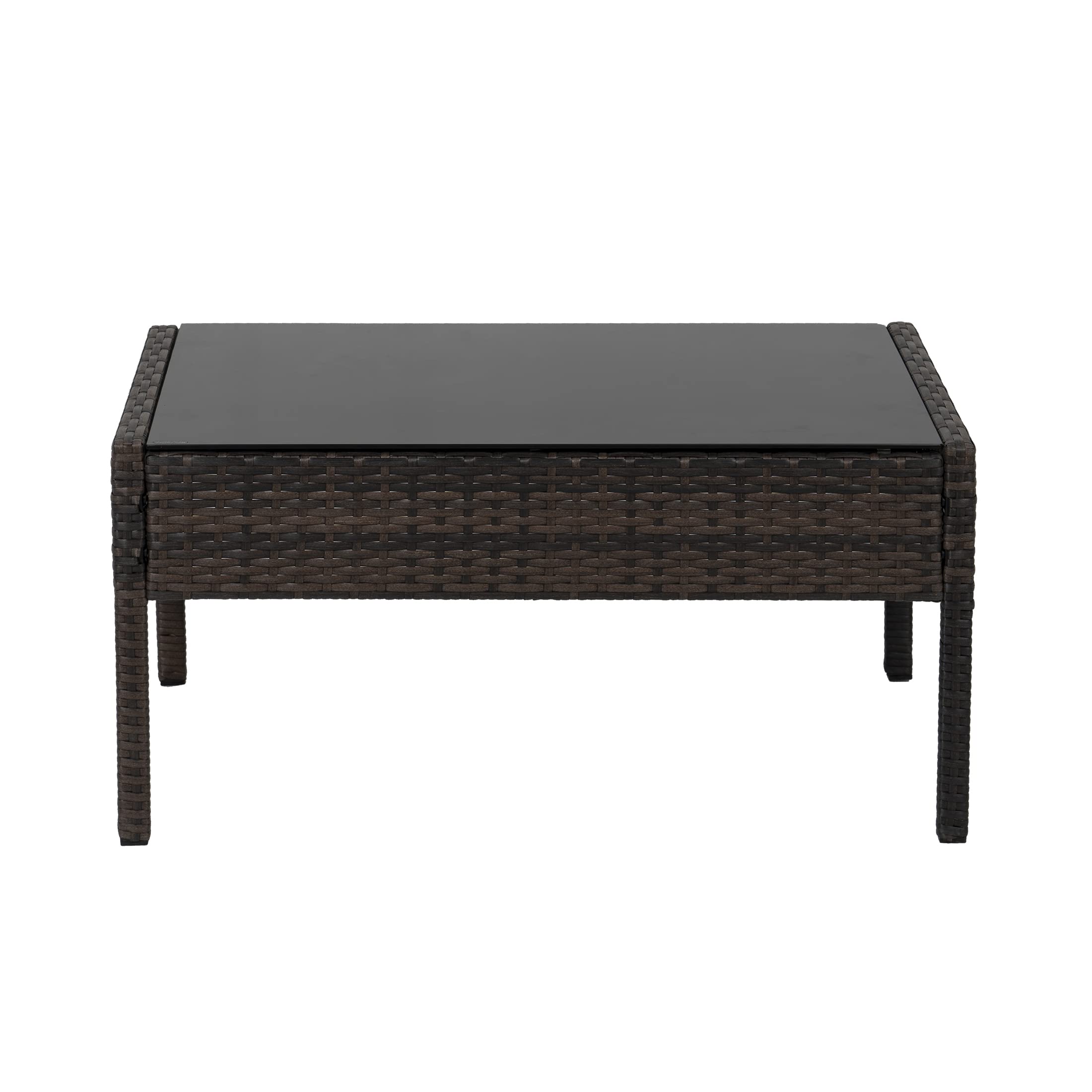 WestinTrends Melvi 4-Piece All-Weather PE Rattan Patio Furniture Set with Tempered Glass Coffee Table - Outdoor Wicker Chairs & Loveseat in Coffee & Gray for Garden, Poolside & Backyard Relaxation