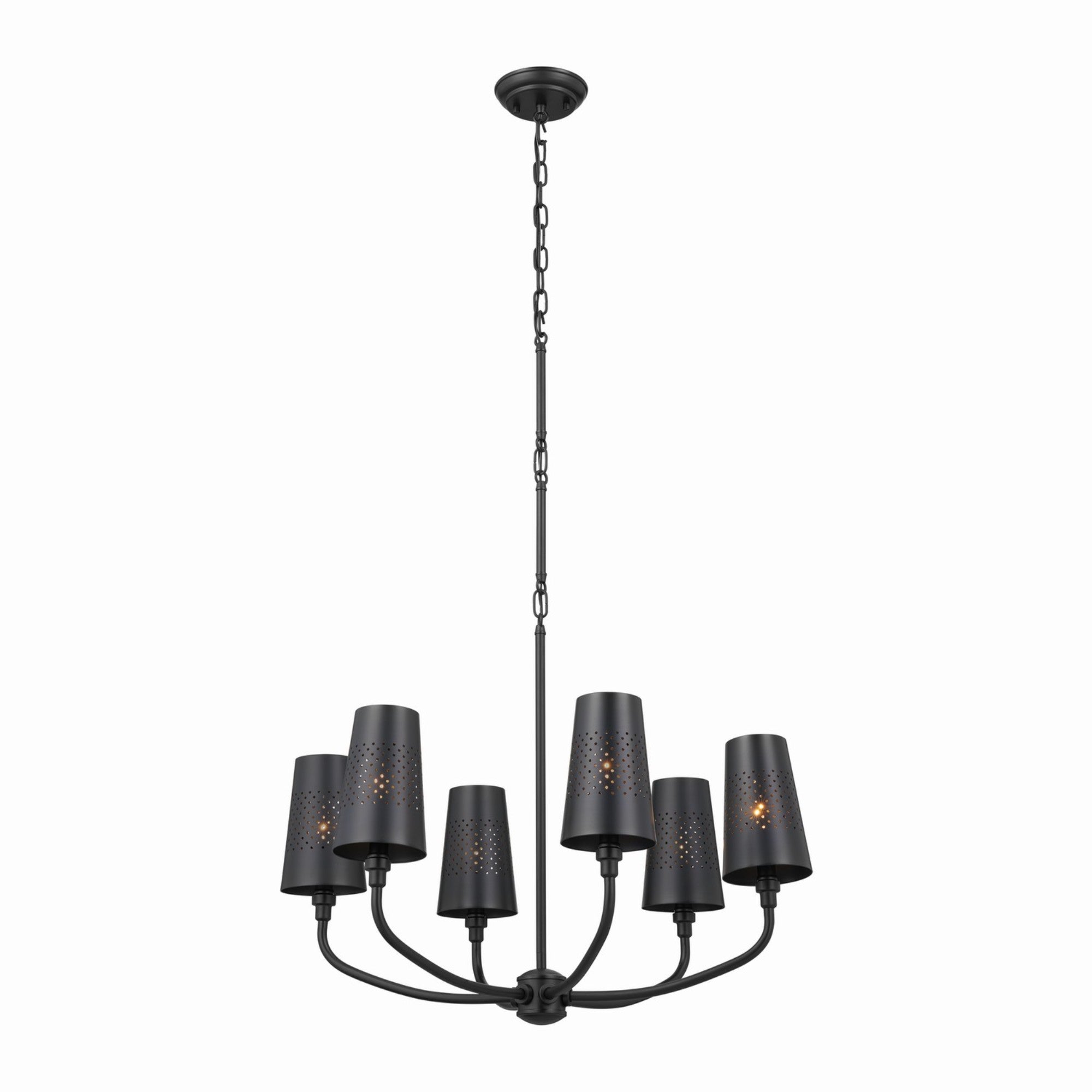 Adeena 27-Inch 6-Light Black Chandelier - Elegant Ceiling Light Fixture for Dining Room, Bedroom, or Living Room Decor