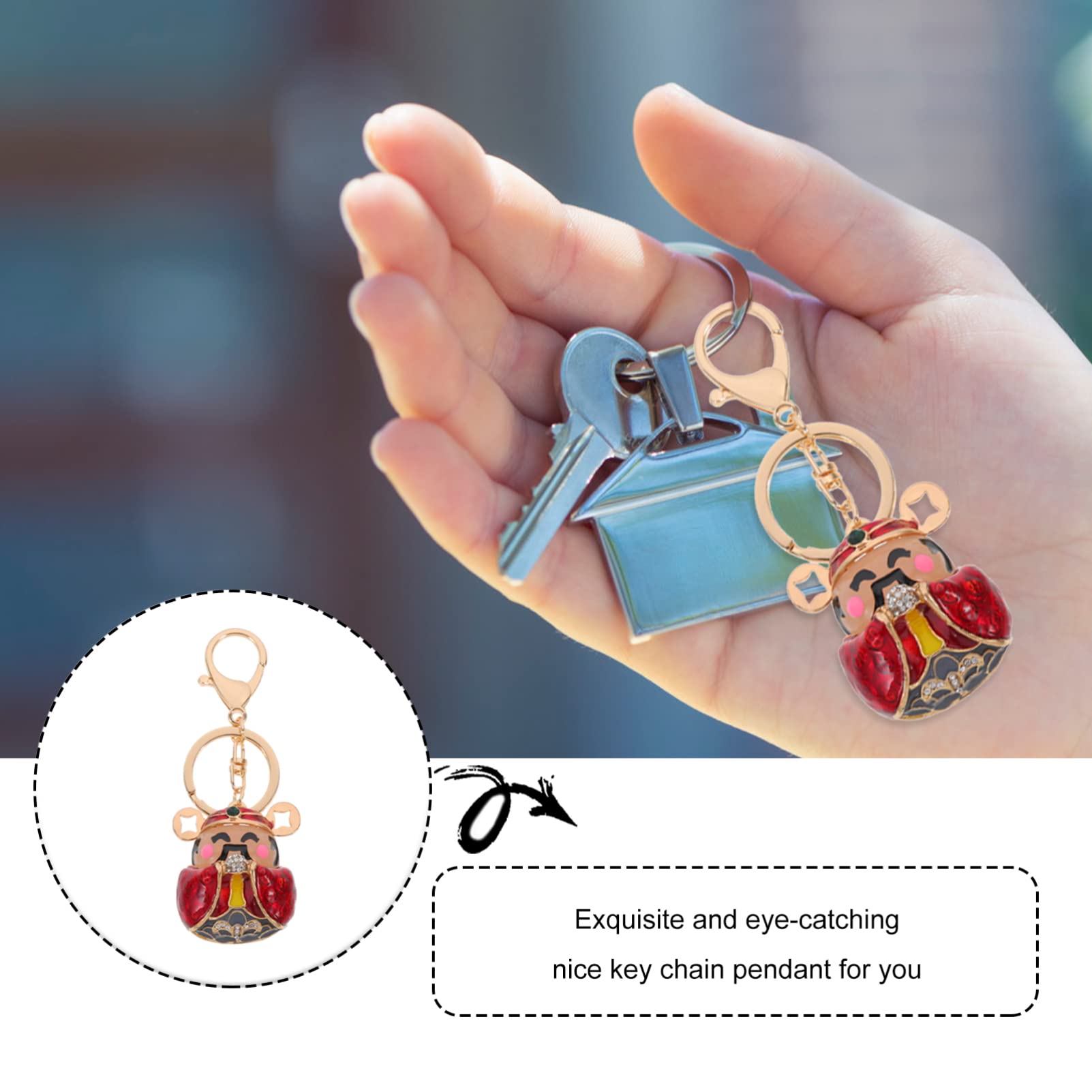 GALPADA Lucky God of Wealth Keychain - Fortune Key Holder for Backpacks, Bags & Keyrings - Cute Key Pendant for Good Luck & Prosperity | Perfect Gift for Friends, Family & Office Decor