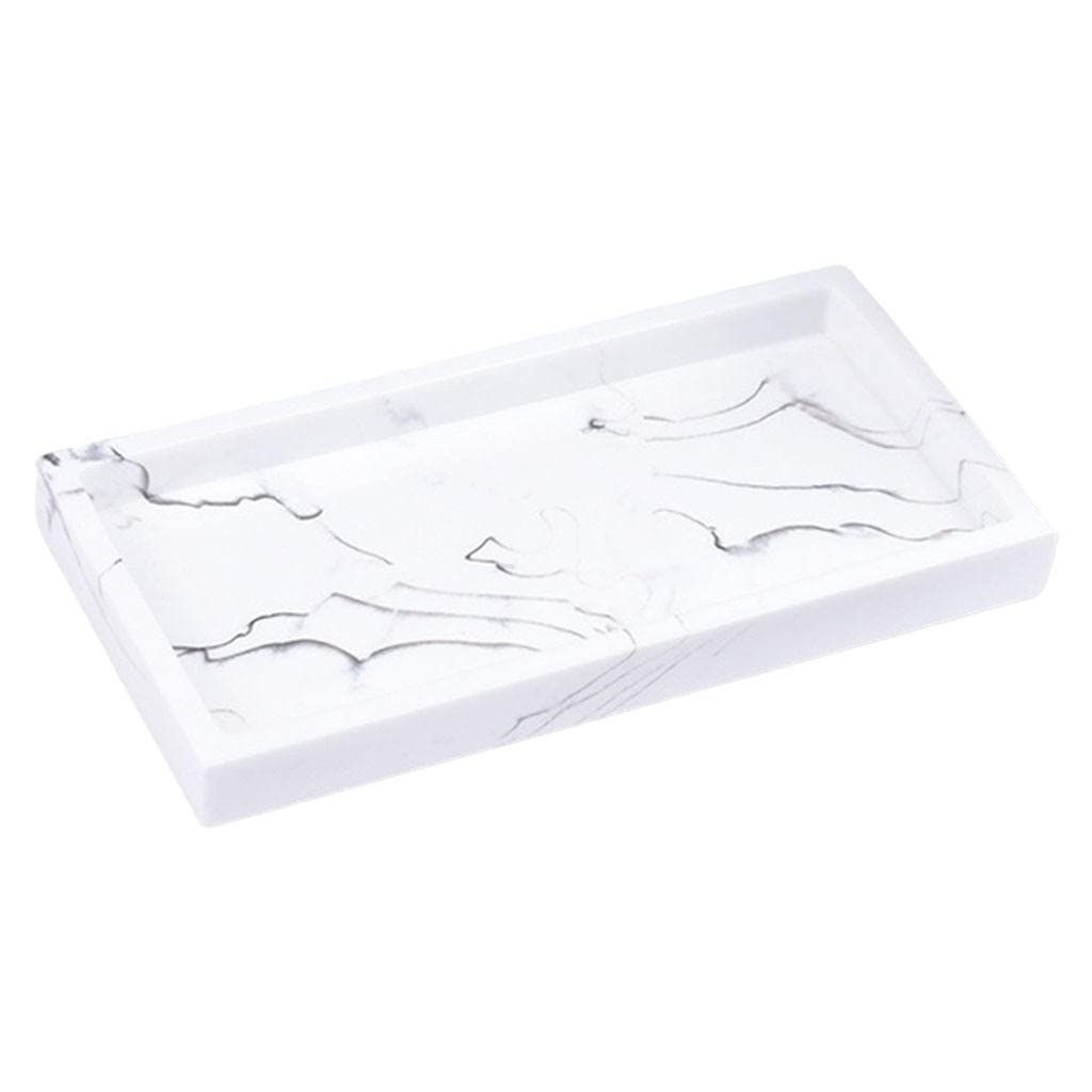 Baoblaze Marble Storage Tray - Elegant Vanity Organizer for Jewelry, Cosmetics & Essentials | Perfect for Bathroom, Kitchen Countertop, Dresser & Hotel Decor (White)