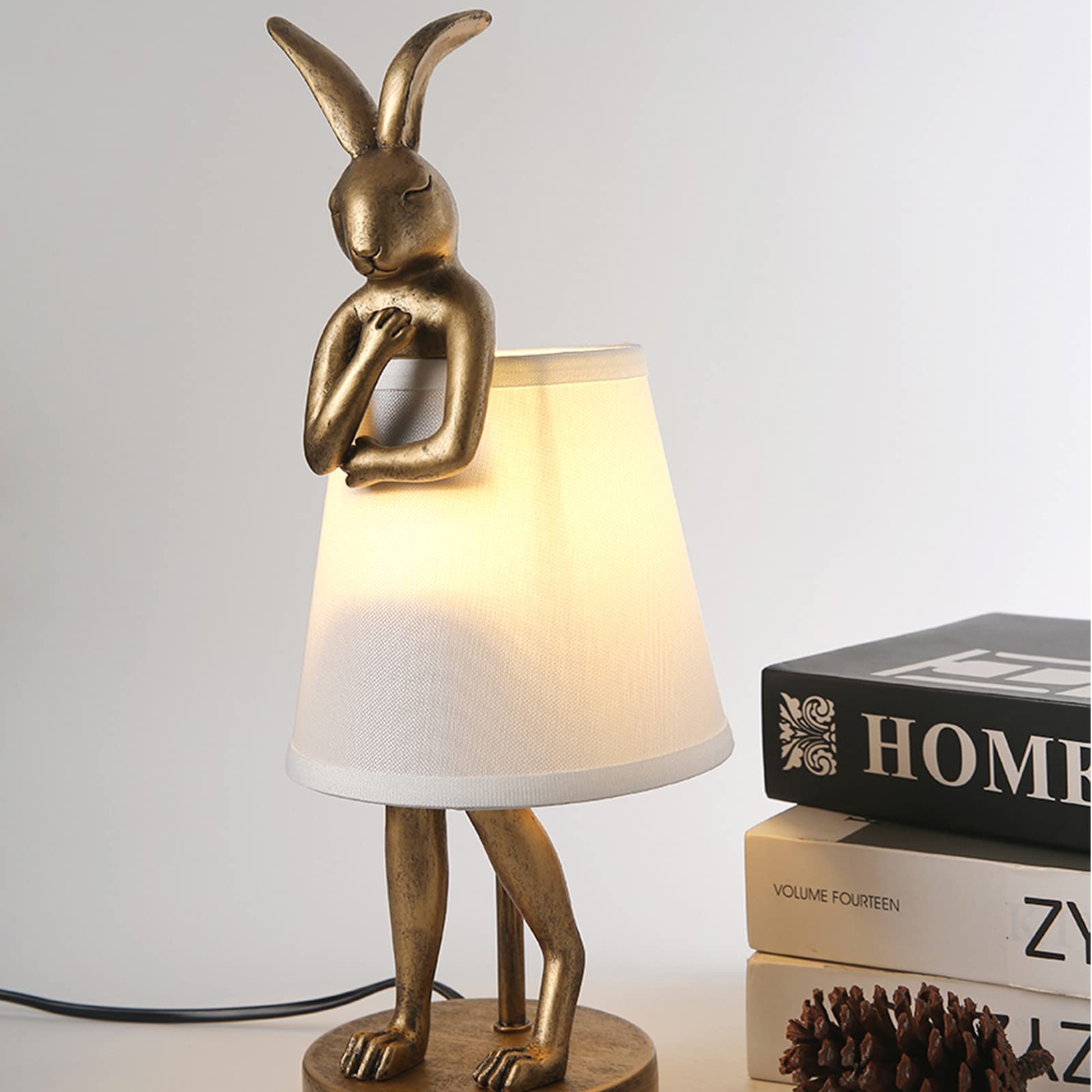Vintage Rabbit Table Lamp - Resin Hare Night Light for Bedroom, Living Room, Study - Creative Desk Lamp for Home Decor & Cozy Ambiance - Perfect for Reading, Relaxing & Bedside Lighting