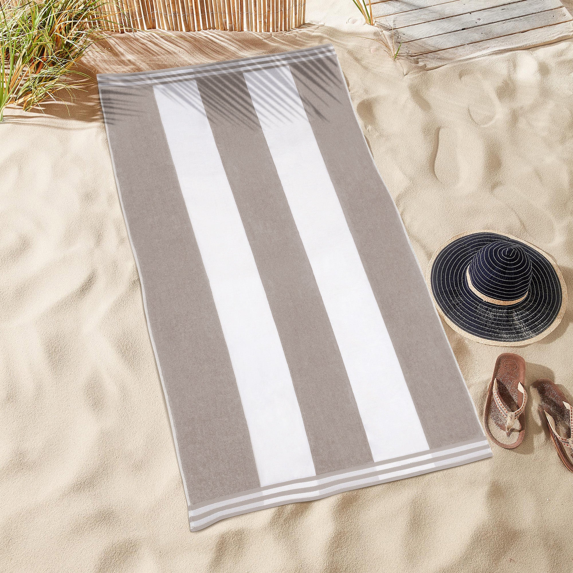 Premium Cabana Stripe Oversized Cotton Beach Towel Set of 2, 4, or 6 - Soft, Absorbent & Quick-Drying for Pool, Beach, Vacation & Spa Use