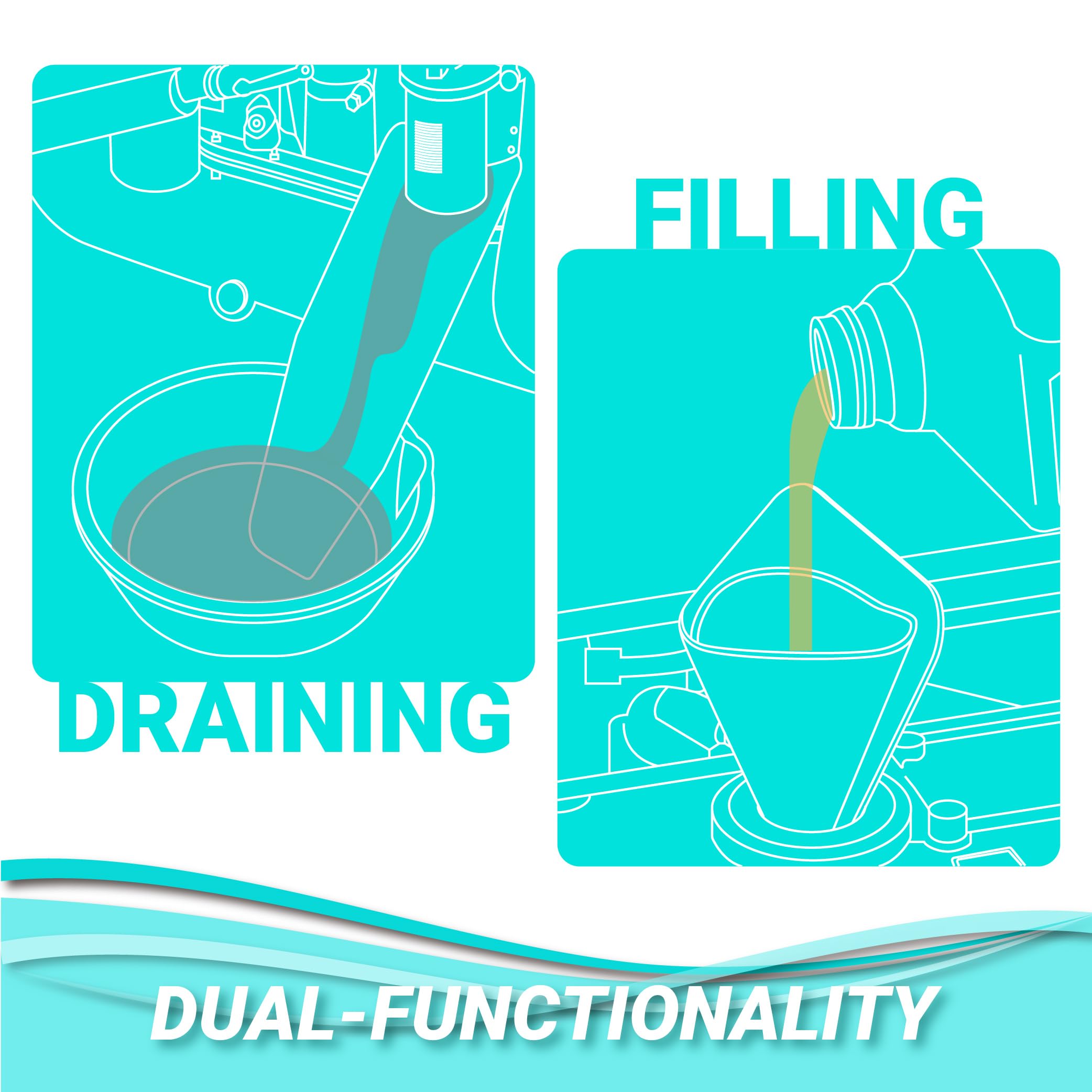 Flexible Oil Funnel Reusable - Spill-Free Oil Change Tool for Car, Motorcycle & Lawn Mower - Foldable & Flexible Drain Funnel for Easy Oil Draining & Filling (Blue) - Perfect for DIY Auto Maintenance & Garage Use