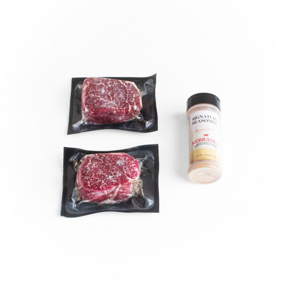 Premium Nebraska Star Beef Wagyu 8oz Filet Mignon Steaks - 2 Pack with Signature Seasoning Blend | Gourmet Japanese-American Beef for Grilling, Special Occasions & Fine Dining
