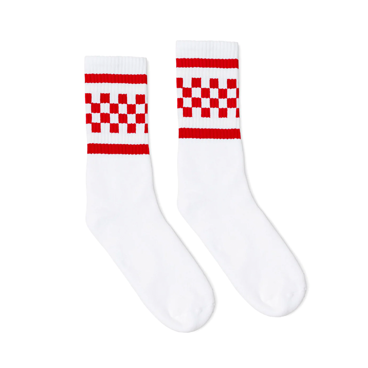 Black and White Checkered Pattern Crew Socks for Men & Women - Comfortable Cotton Blend Casual Socks for Everyday Wear, Work, and Sports