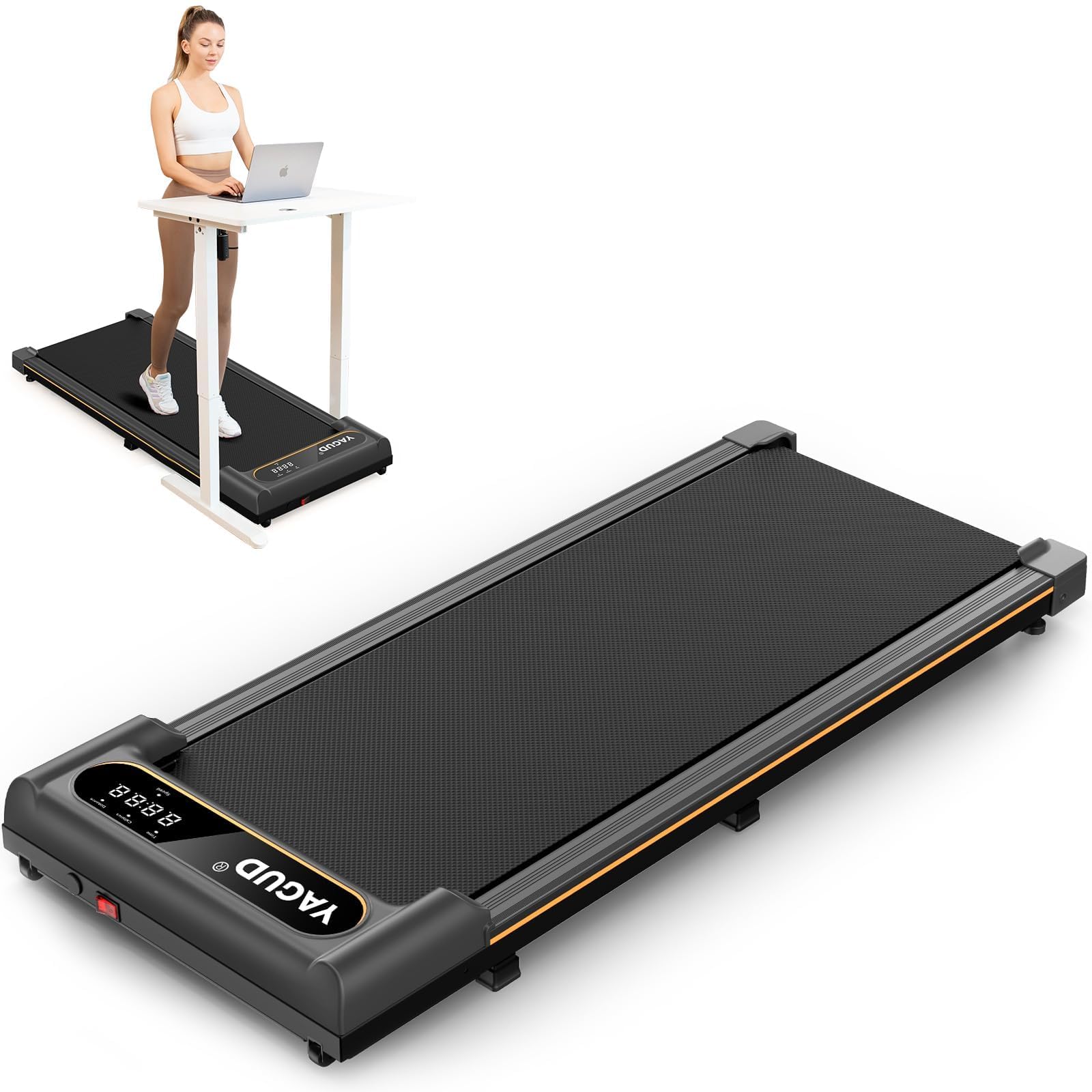 Portable Under Desk Treadmill with Remote Control & LED Display - Walking Pad for Home Office, Compact Walking Jogging Machine for Small Spaces - Perfect for Workouts While Working or Watching TV