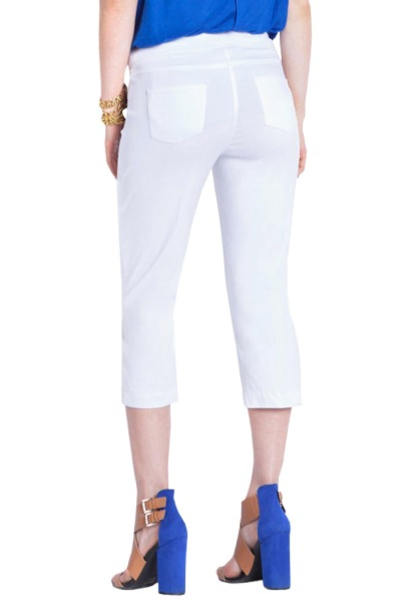 SLIM-SATION Women's Tummy Control Wide Band Pull-On Straight Leg Capri Pants - Perfect for Yoga, Workout & Everyday Comfort