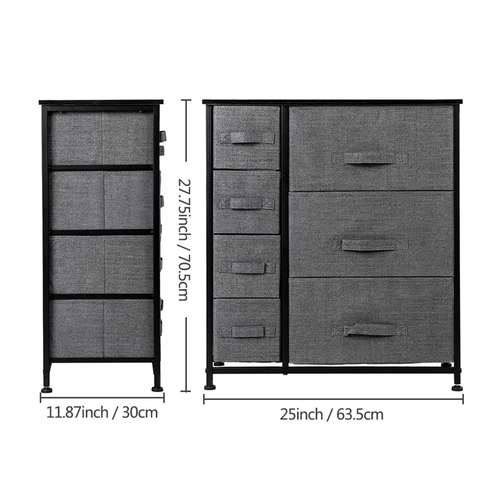VALUX 7-Drawer Storage Tower Dresser - Sturdy Steel Frame & Wood Top, Fabric Bins for Bedroom, Closet, Entryway Organization - Easy Pull Drawers, Space-Saving Vertical Design (Grey) - Perfect for Small Spaces, Dorm Rooms & Apartment Storage Solutions