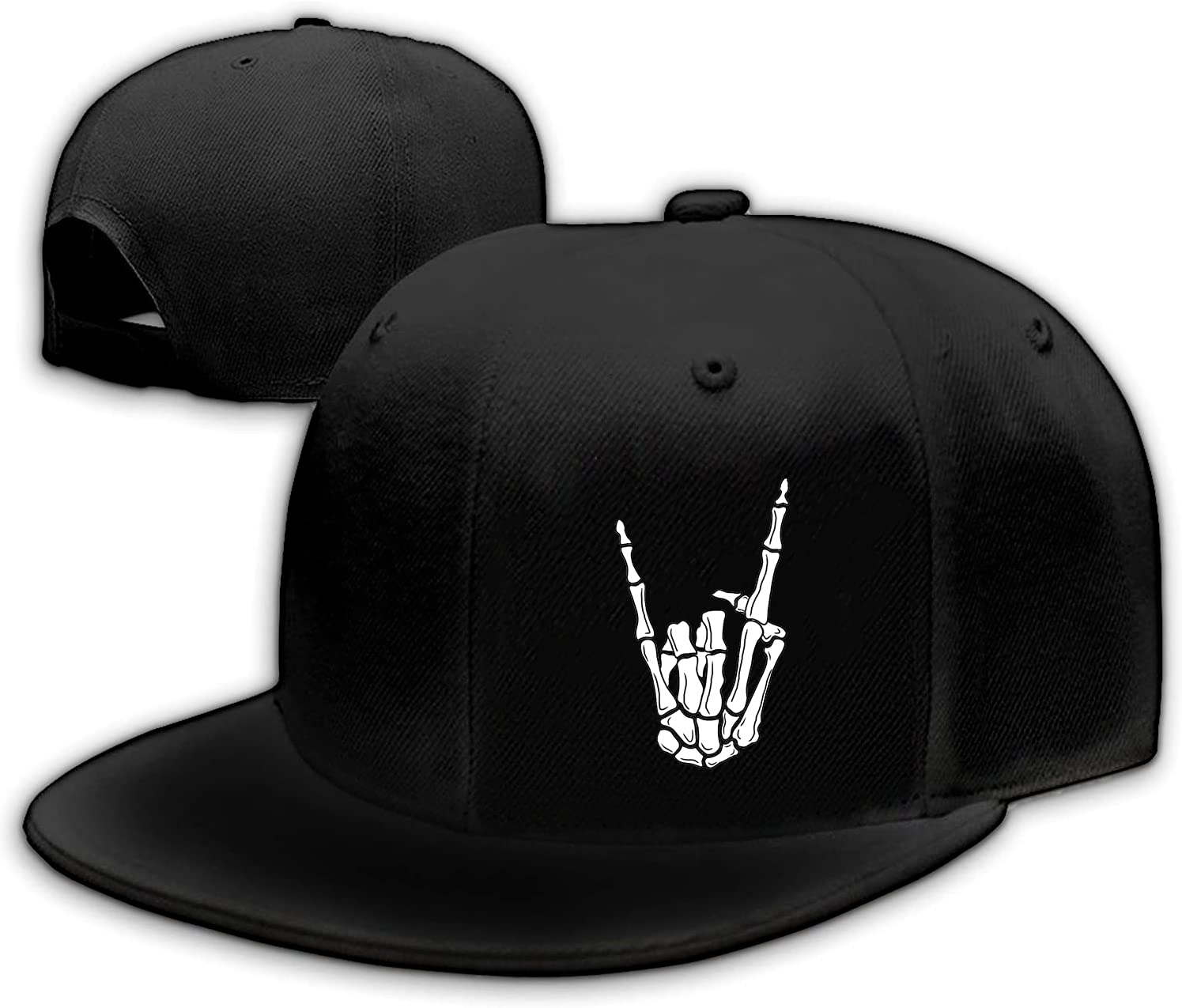 Skull Skateboard Snapback Hat for Men & Boys - Flat Bill Baseball Cap with Adjustable Strap - Cool Hip Hop Streetwear Accessory for Skateboarding, Backpacking, and Urban Fashion