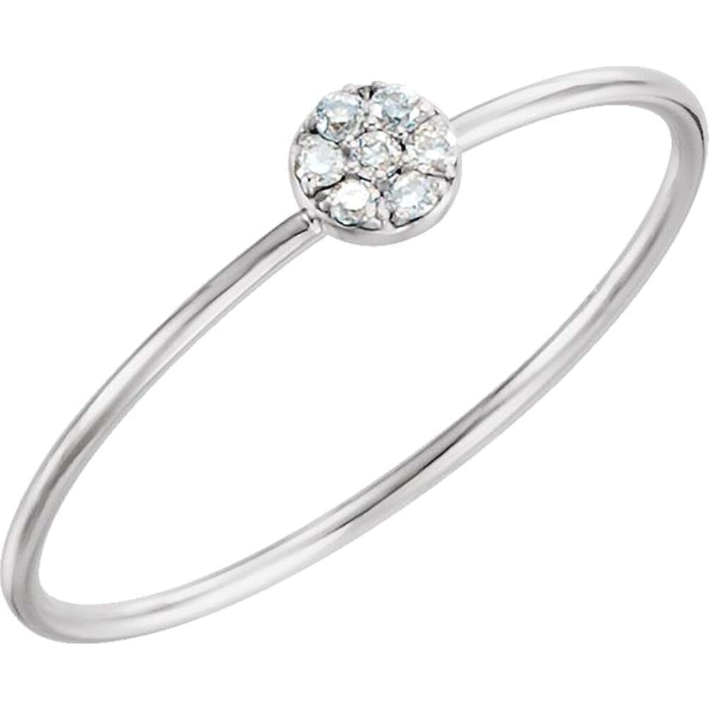 Bonyak 14k White Gold 0.04 CTW Diamond Petite Circle Ring for Women - Size 7 - Elegant Everyday Jewelry for Work, Date Night & Special Occasions