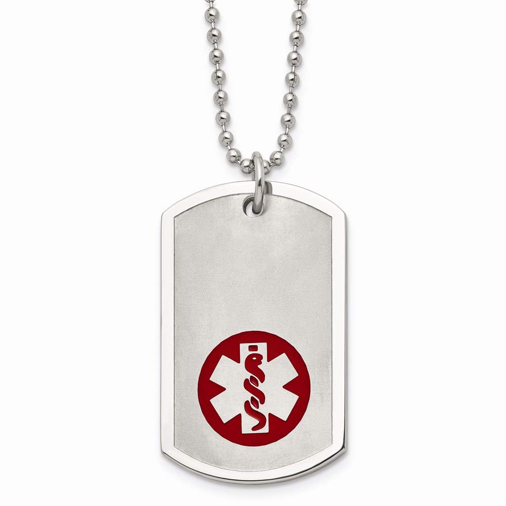 Stainless Steel Large Dog Tag with Medical ID - 22 Inch Necklace for Pets - Perfect for Emergency Contact Info & Pet Identification