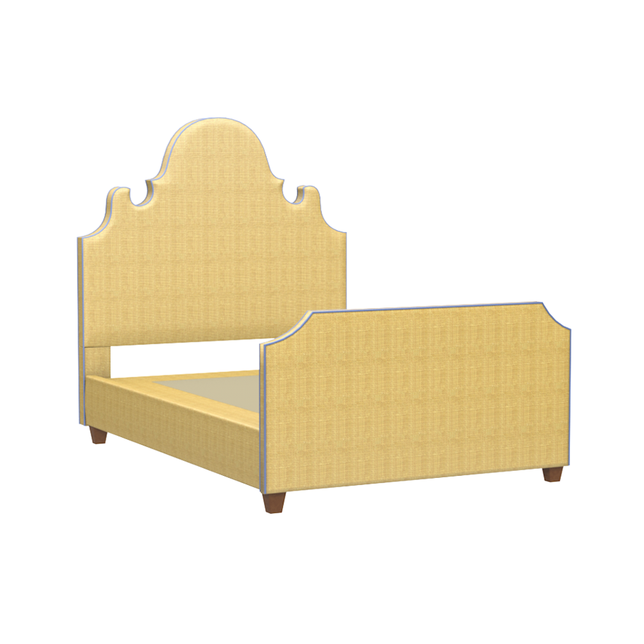 Charleston Platform Bed with Footboard - Natural Raffia Weave Queen Size Bed Frame - Modern Minimalist Bedroom Furniture for Home Decor