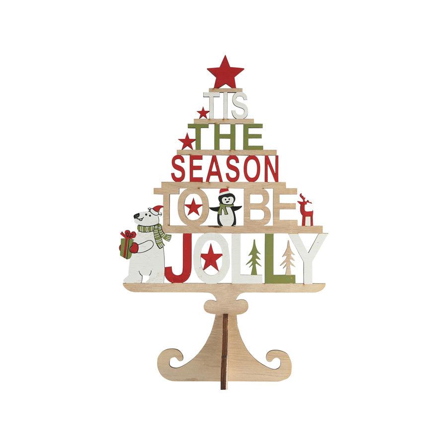 TOMCO LED Wooden Tree with Words - 11.4 Inch Height, Warm White Lights for Home Decor, Christmas, Wedding, Party, and Holiday Decoration