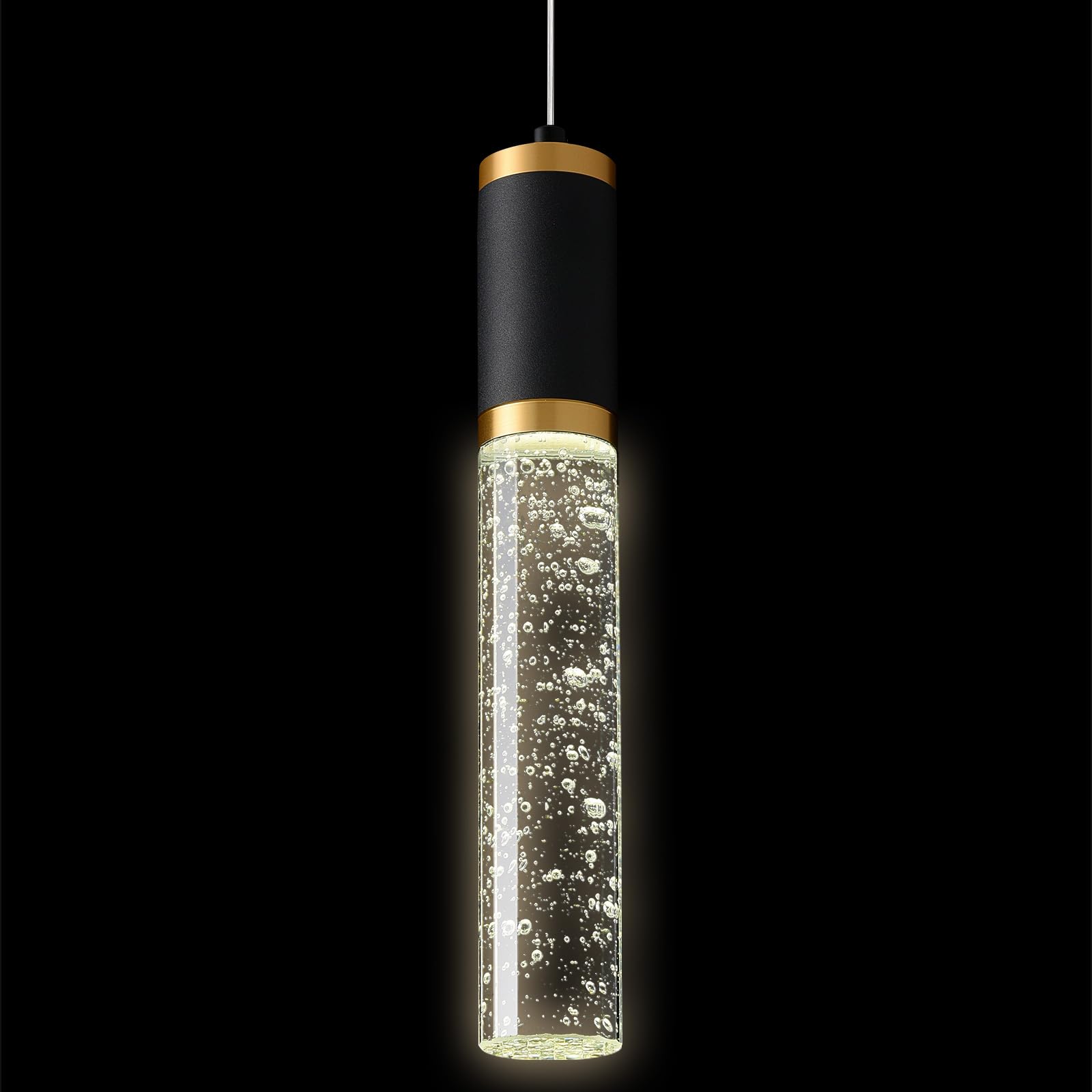 Modern Black Crystal Pendant Light for Kitchen Island - Elegant Hanging Fixture for Restaurants, Dining Room & Bedrooms - Perfect for Task Lighting Over Countertops and Dining Areas