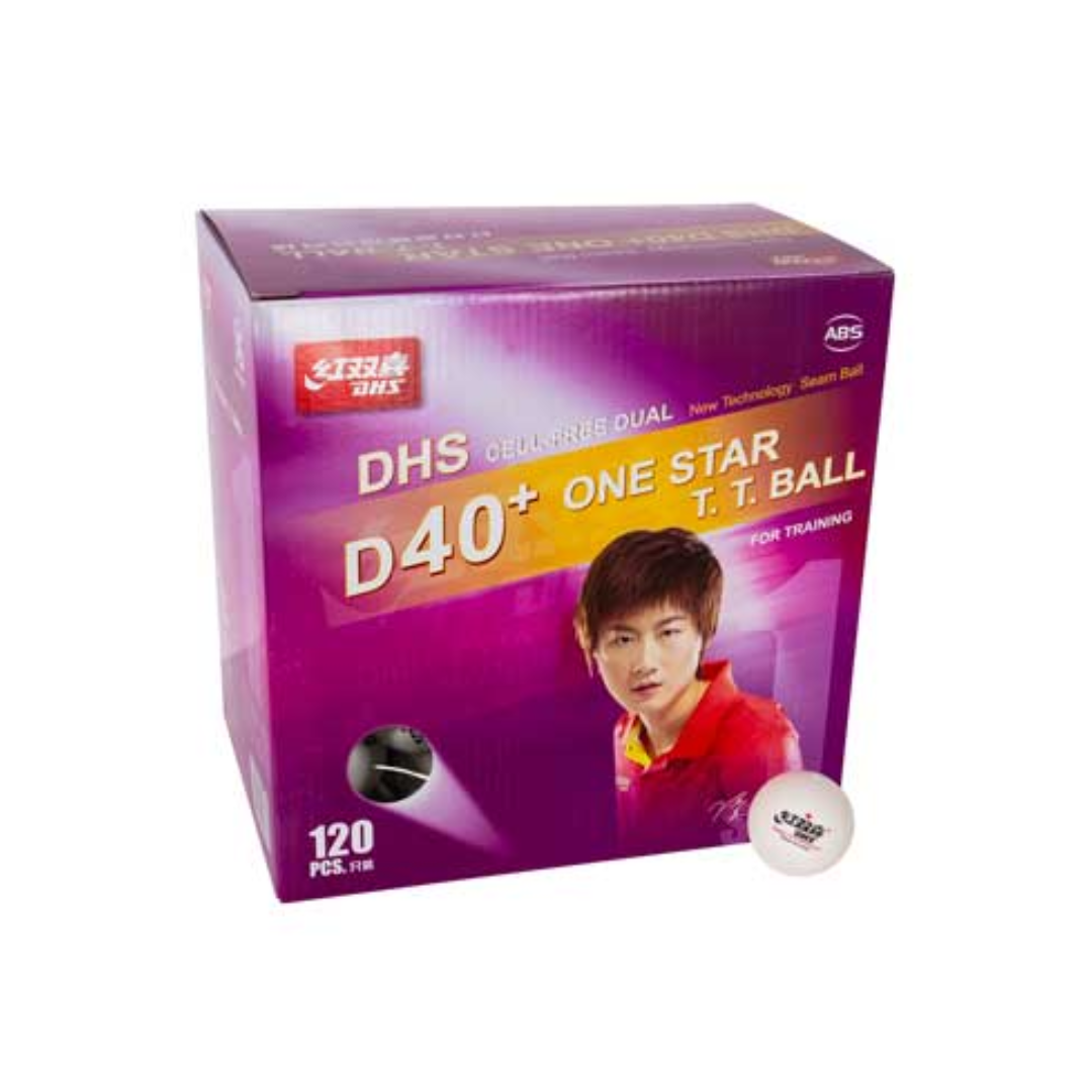 DHS D40+ 1-Star Table Tennis Balls 120-Pack - Premium White Ping Pong Balls for Training, Competition & Recreational Play