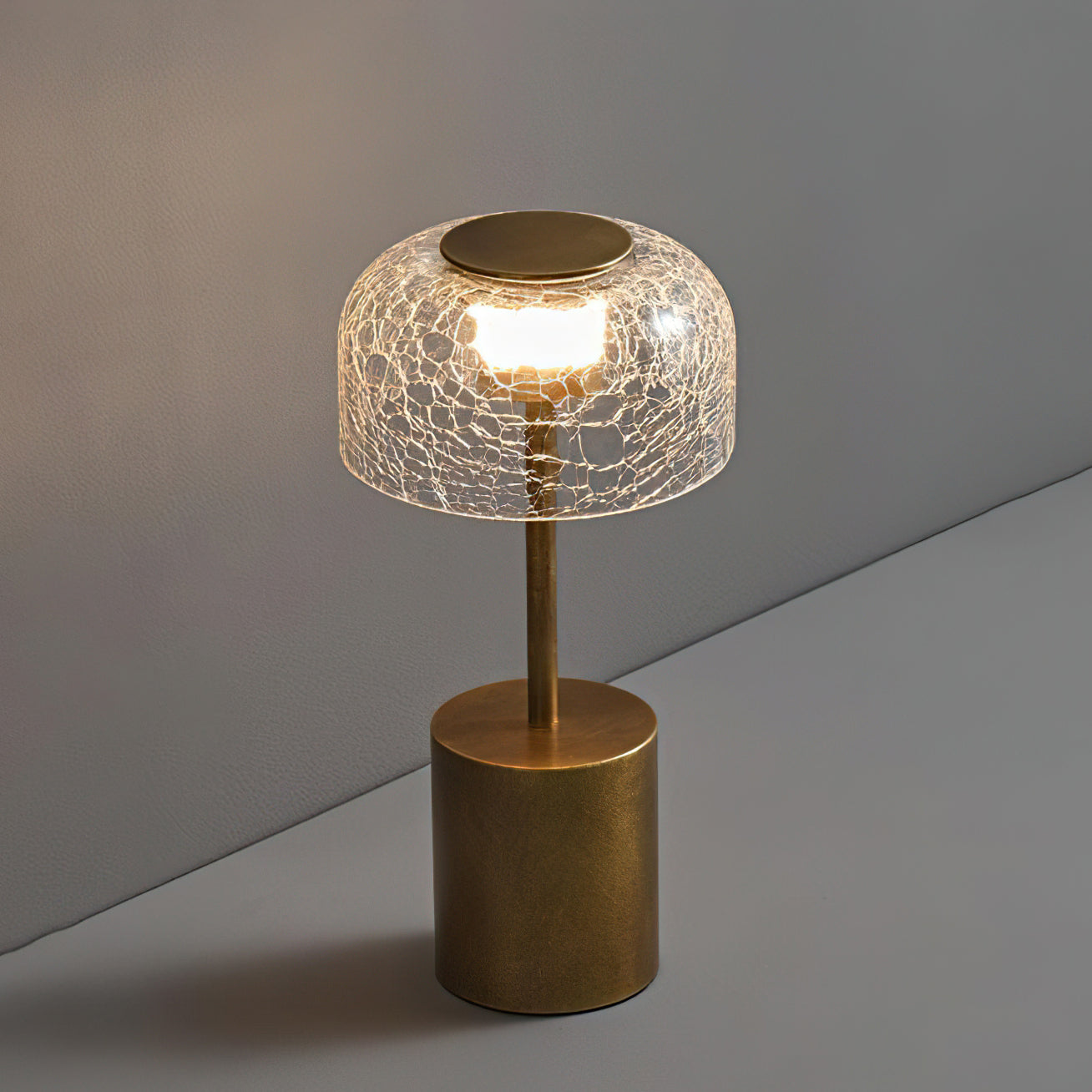 Rechargeable Crackle Glass Table Lamp with Built-in Battery - Perfect for Bedroom Nightstand, Living Room, and Office Desk Lighting