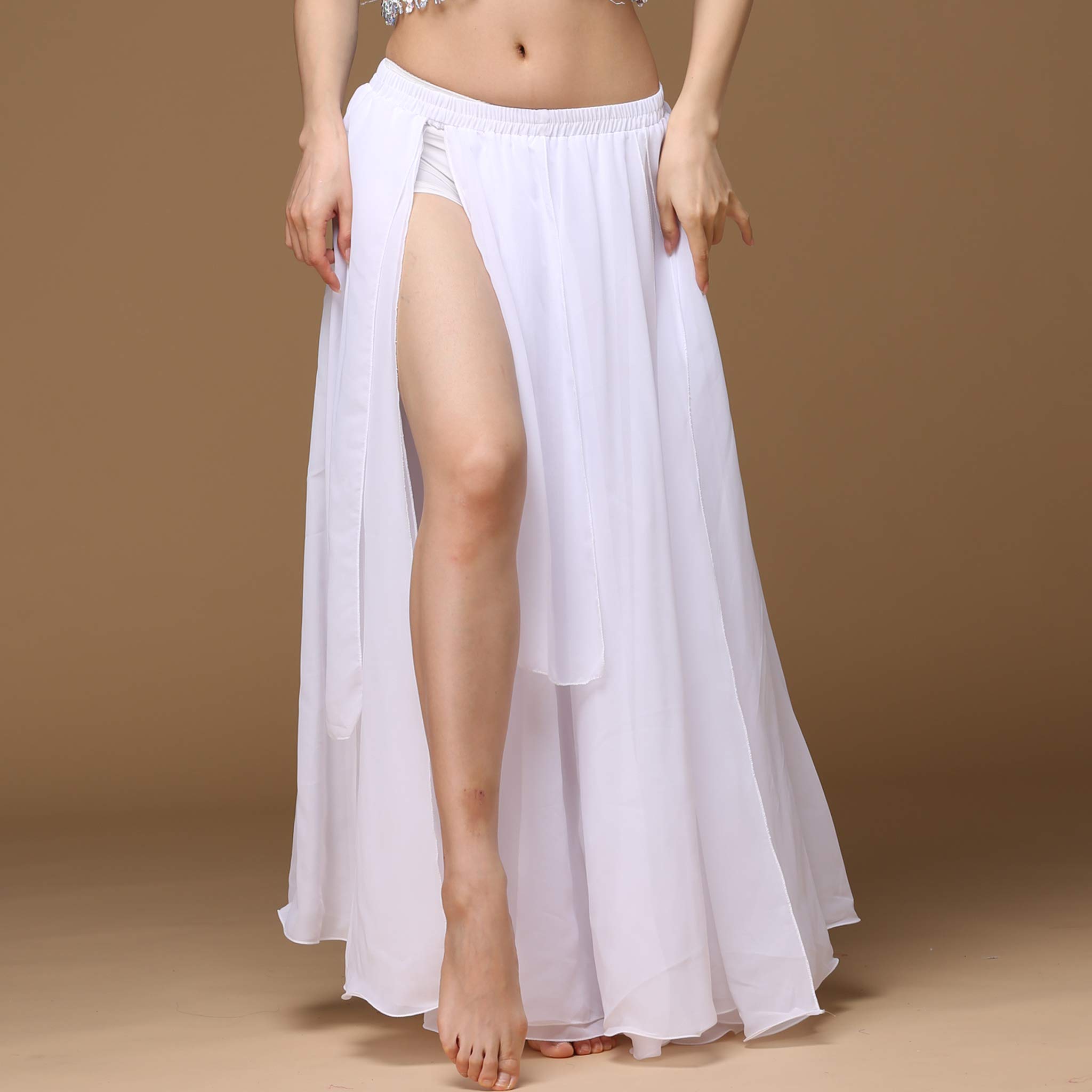 Wuchieal Women's Belly Dance Skirt - Sexy Chiffon Swing Skirt Dress for Professional & Casual Belly Dancing, Performance, and Stage Shows