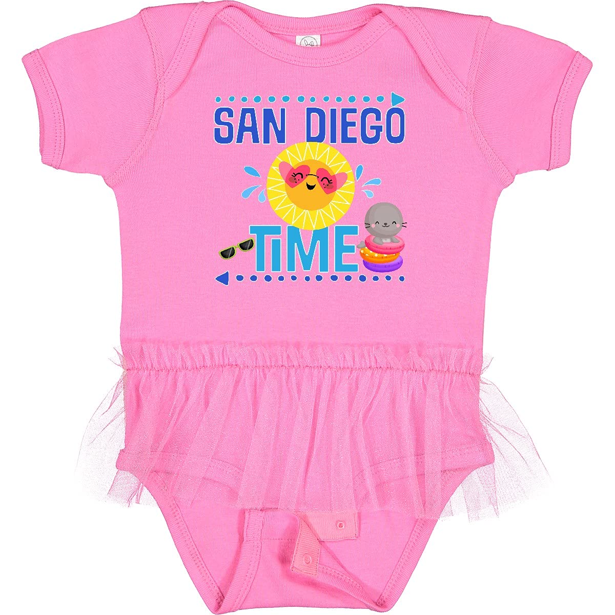 Inktastic San Diego Vacation Cute Beach Infant Tutu Bodysuit - Adorable Baby Outfit for Beach Trips, Photo Shoots & Summer Vacations