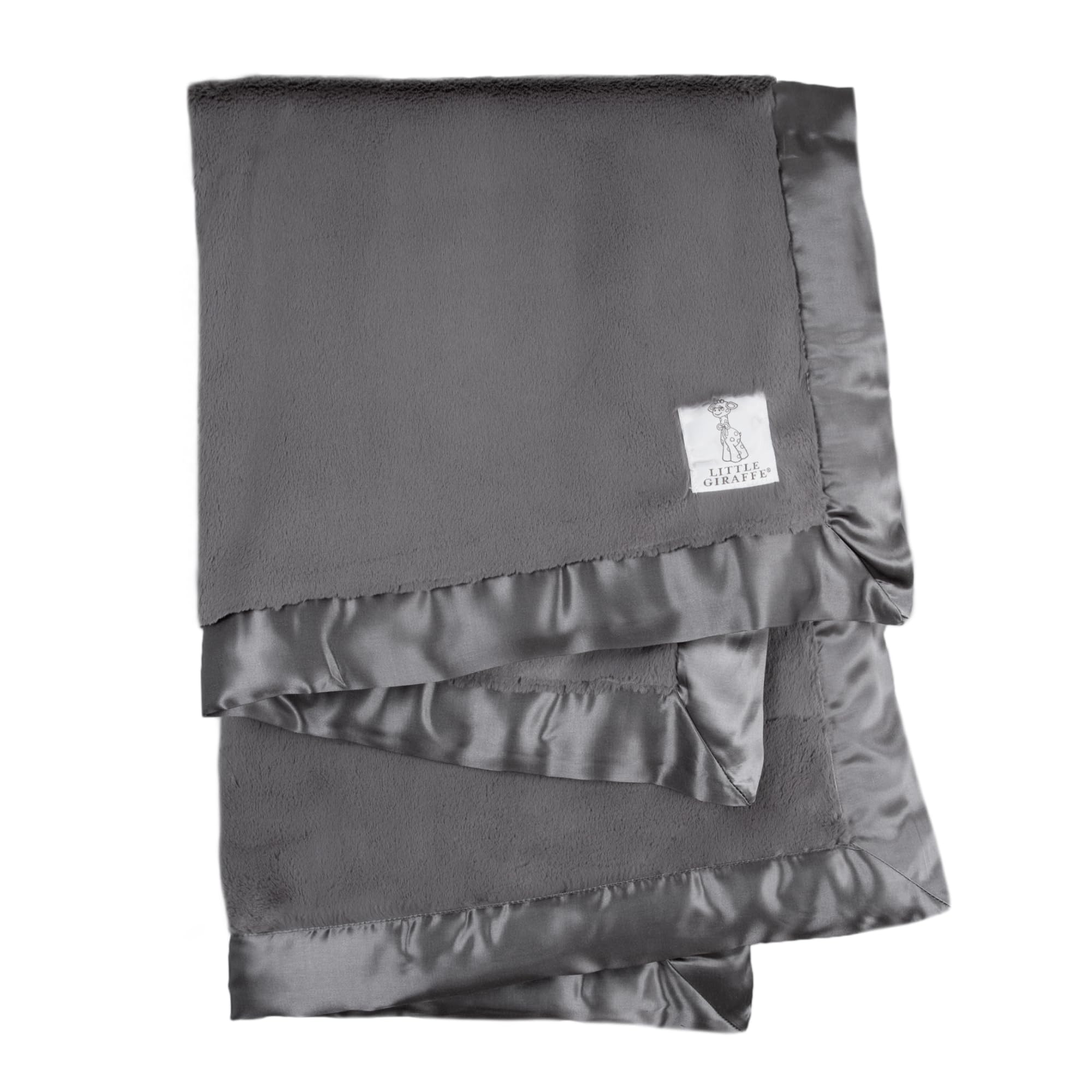 Little Giraffe Baby Blanket - Ultra Soft Luxury Blanket with Satin Trim for Newborns - Perfect for Strollers, Cribs & Baby Showers - 29x35 Inches Charcoal Gray - Ideal Baby Gift & Nursery Essential